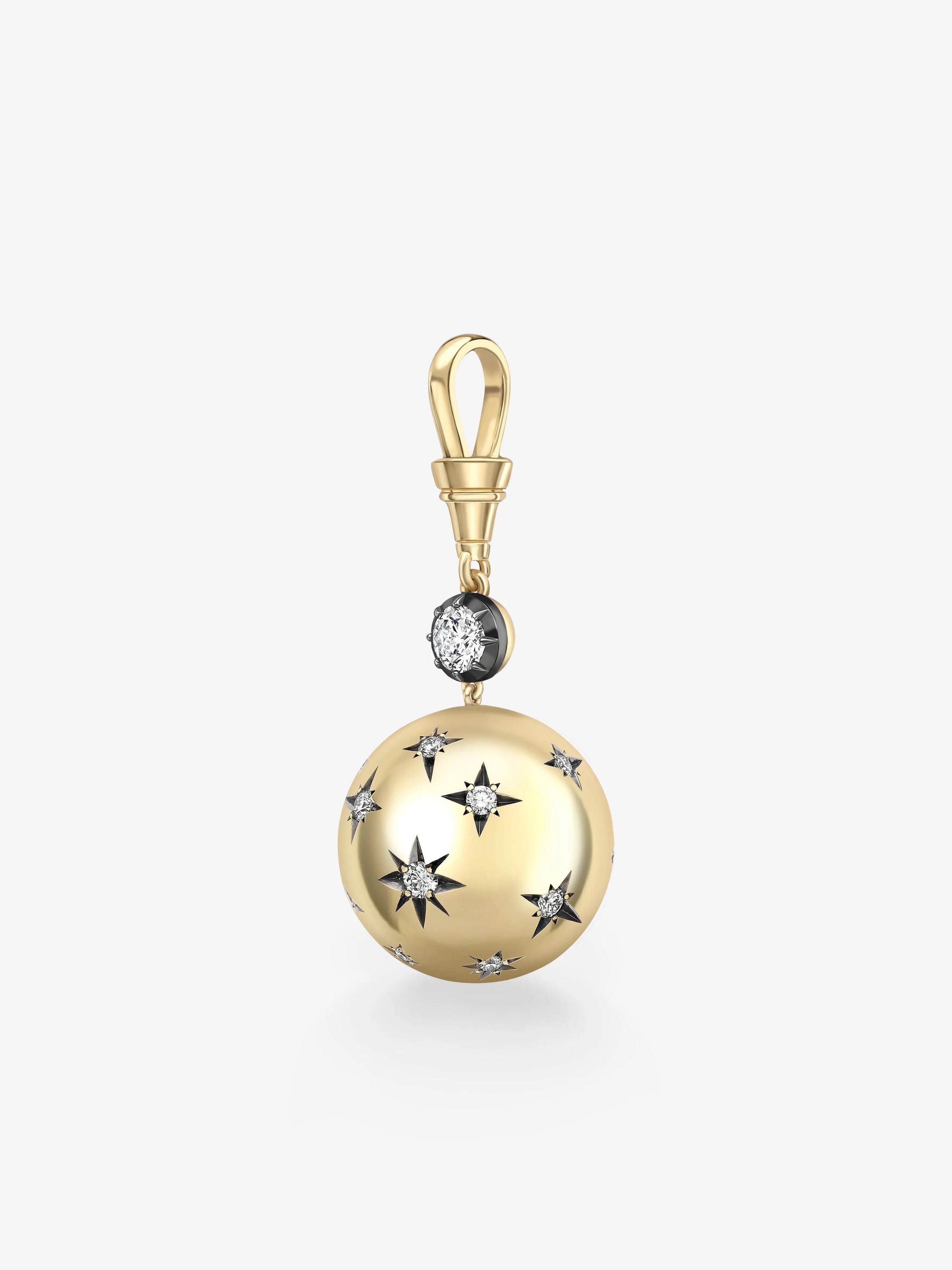 Orbit Yellow Gold & Diamond Star-Set Sphere Pendant View 6