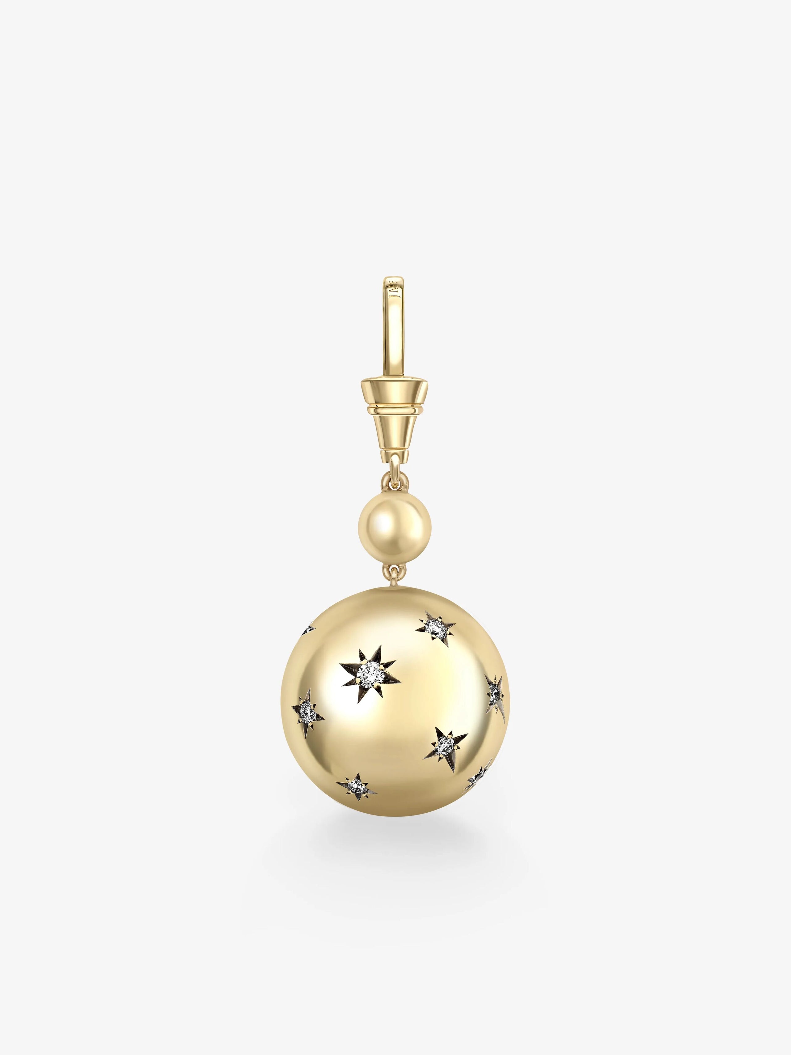 Orbit Yellow Gold & Diamond Star-Set Sphere Pendant View 4