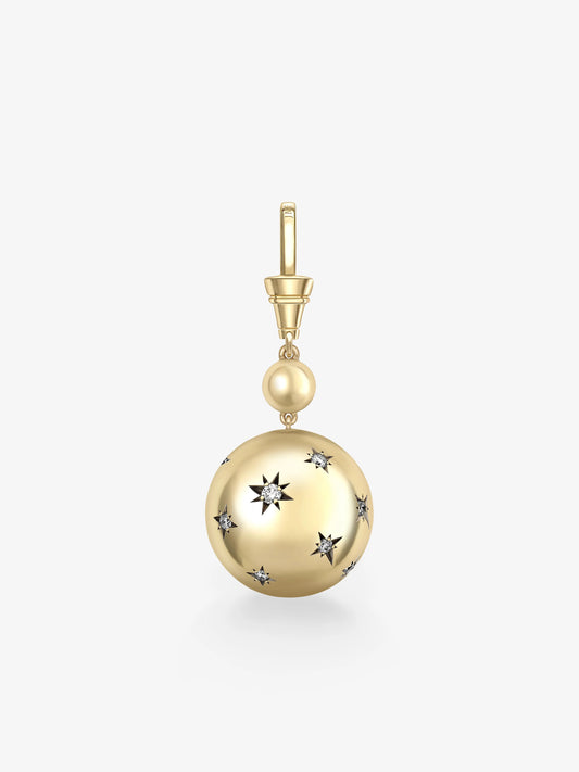 Orbit Yellow Gold & Diamond Star-Set Sphere Pendant View 4