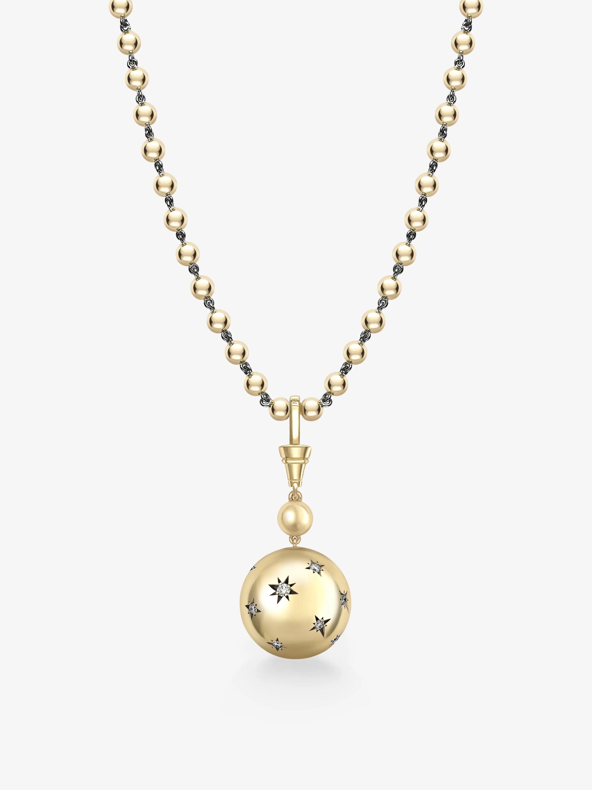 Orbit Yellow Gold & Diamond Star-Set Sphere Pendant View 5