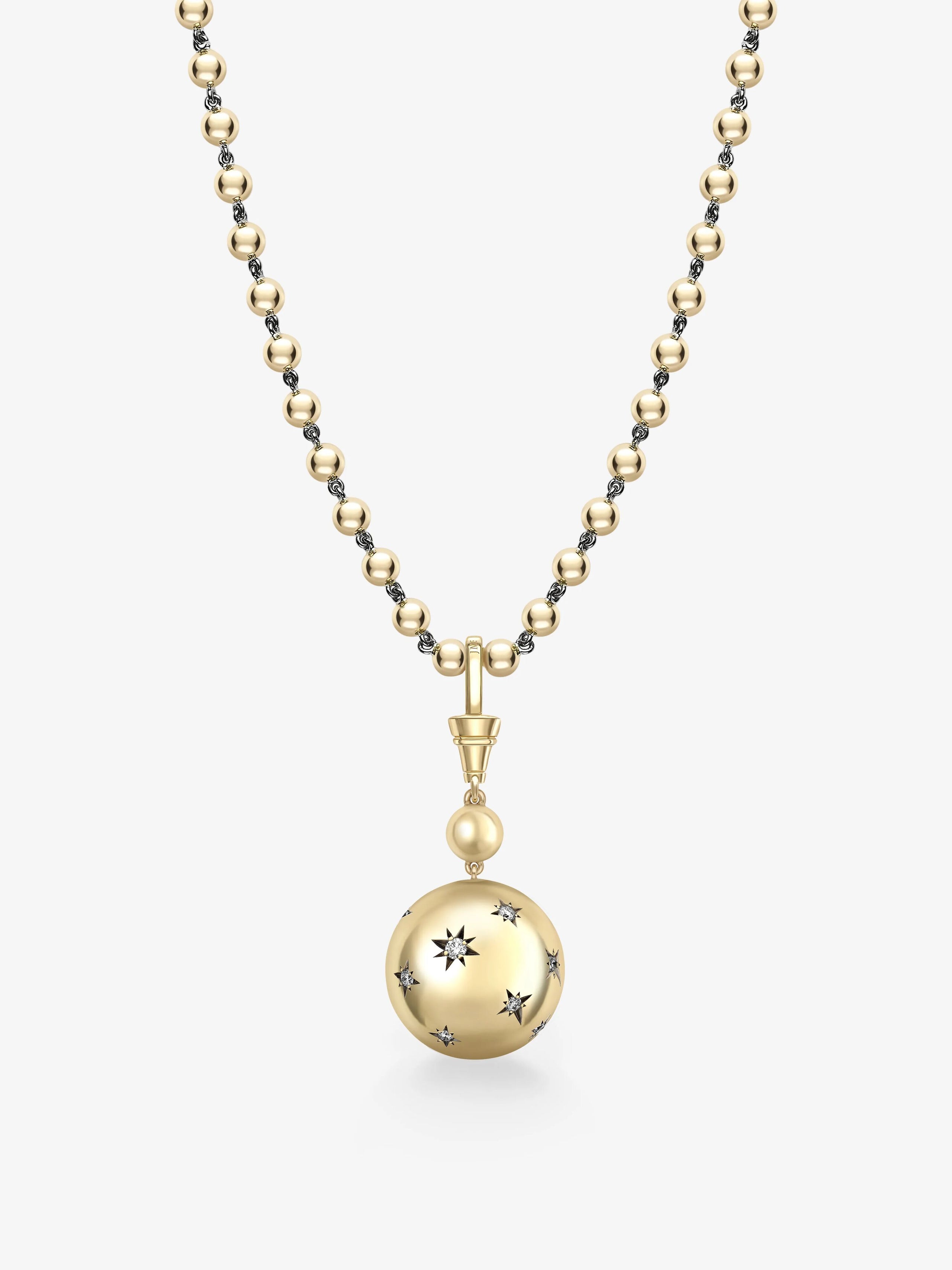 Orbit Yellow Gold & Diamond Star-Set Sphere Pendant View 5