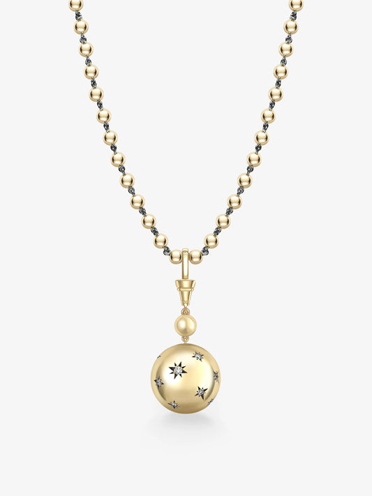 Orbit Yellow Gold & Diamond Star-Set Sphere Pendant View 5