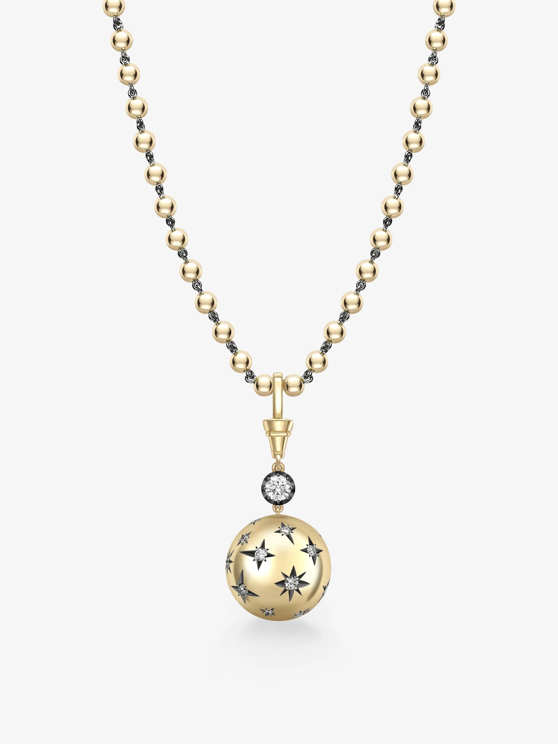 Orbit Yellow Gold & Diamond Star-Set Sphere Pendant View 2
