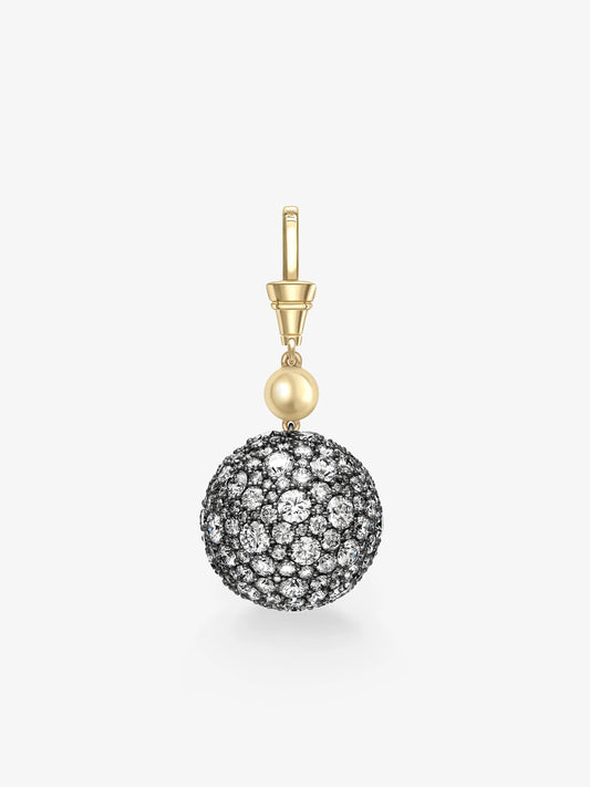 Orbit Yellow Gold & Diamond Pavé Sphere Pendant View 4