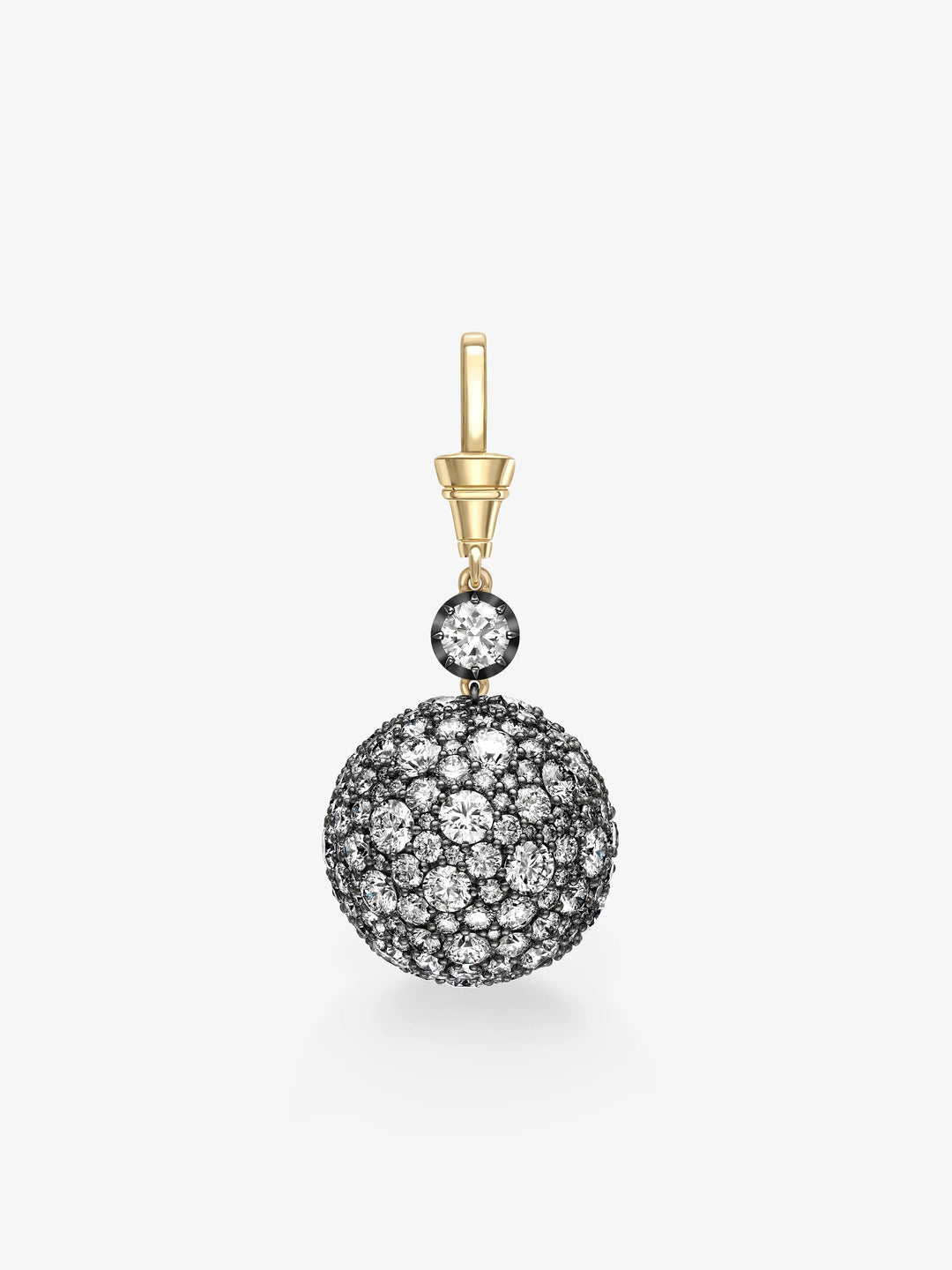 Orbit Yellow Gold & Diamond Pavé Sphere Pendant  View 1