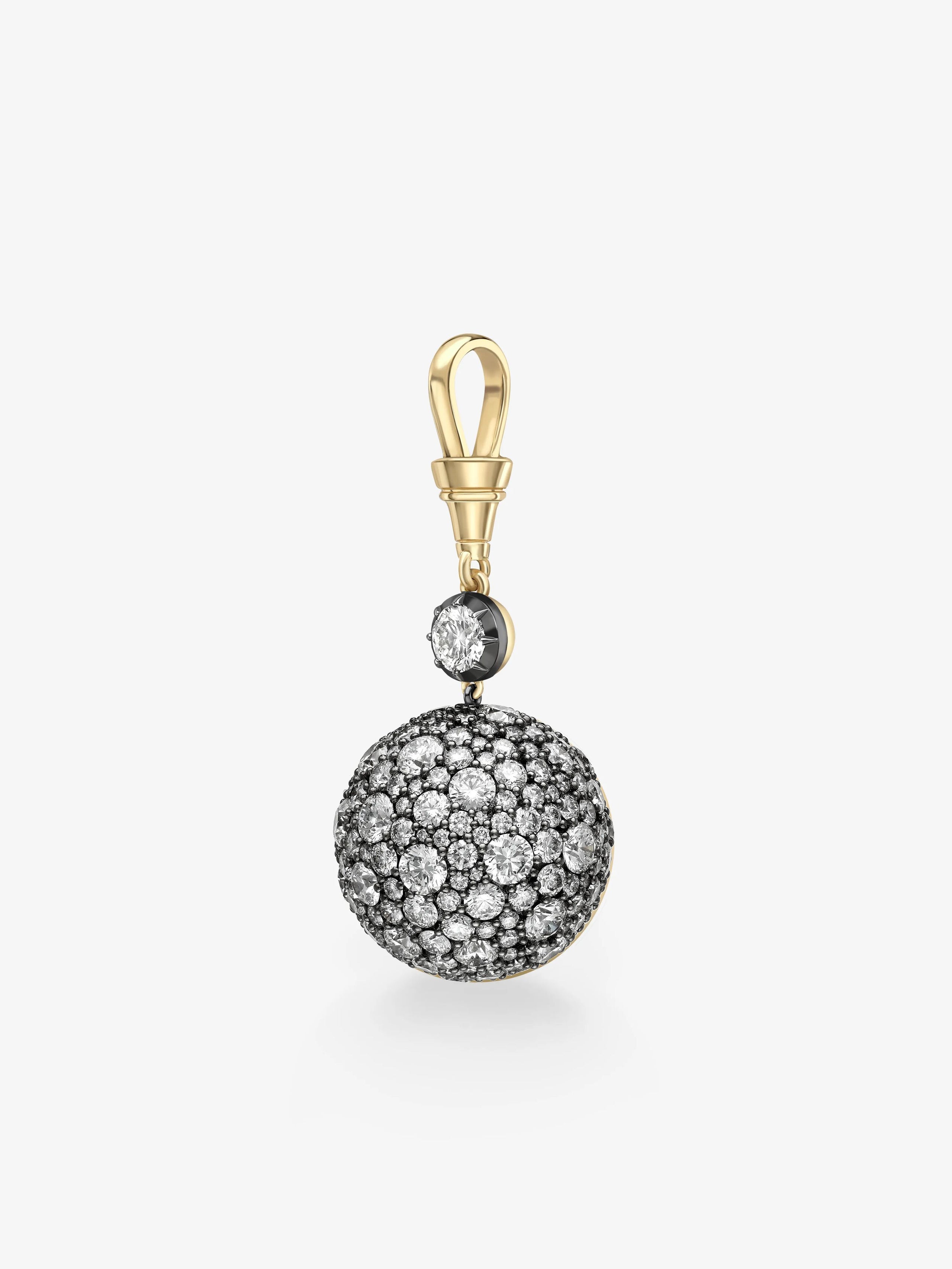 Orbit Yellow Gold & Diamond Pavé Sphere Pendant View 6