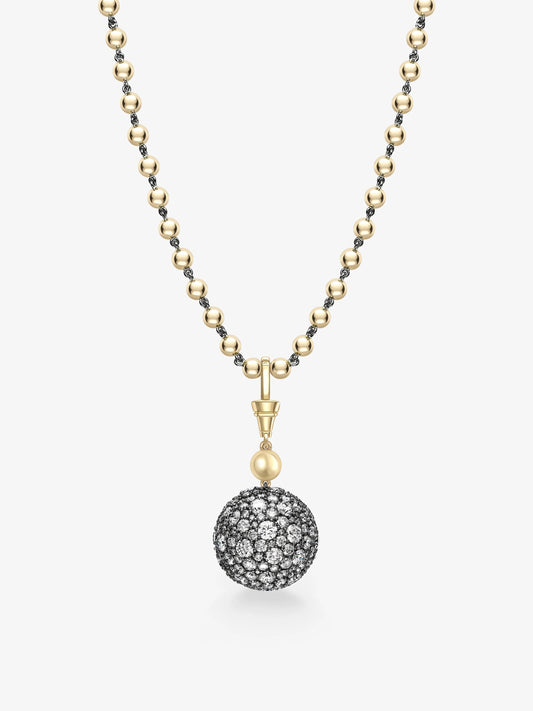 Orbit Yellow Gold & Diamond Pavé Sphere Pendant View 5