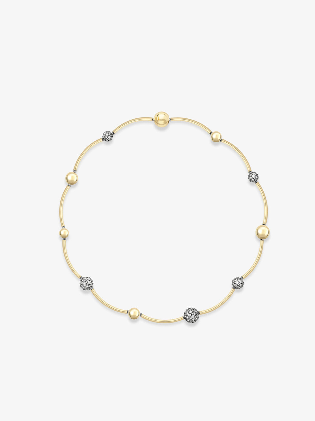 Orbit Yellow Gold & Diamond Pavé Sphere Necklace  View 1