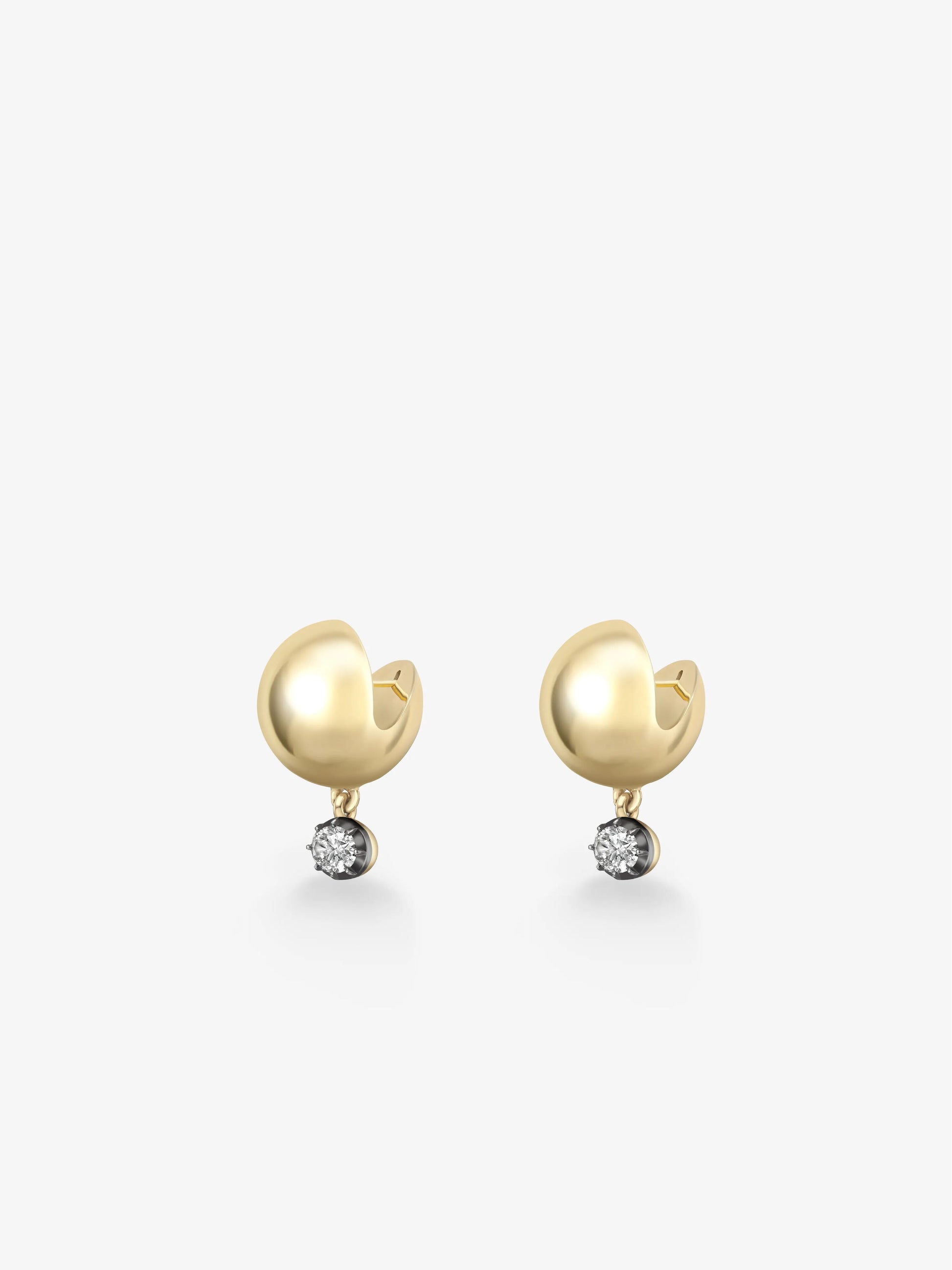 Orbit Yellow Gold & 0.40ct Oval Cut Diamond Stud Sphere Earrings View 2