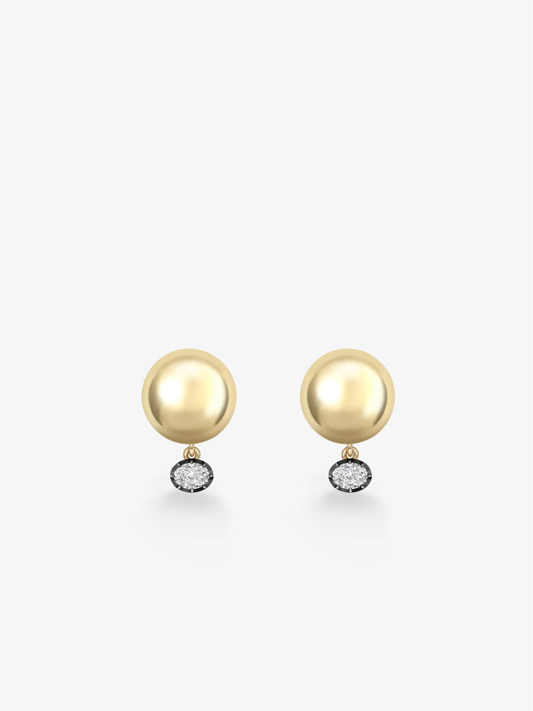 Orbit Yellow Gold & 0.40ct Oval Cut Diamond Stud Sphere Earrings  View 1