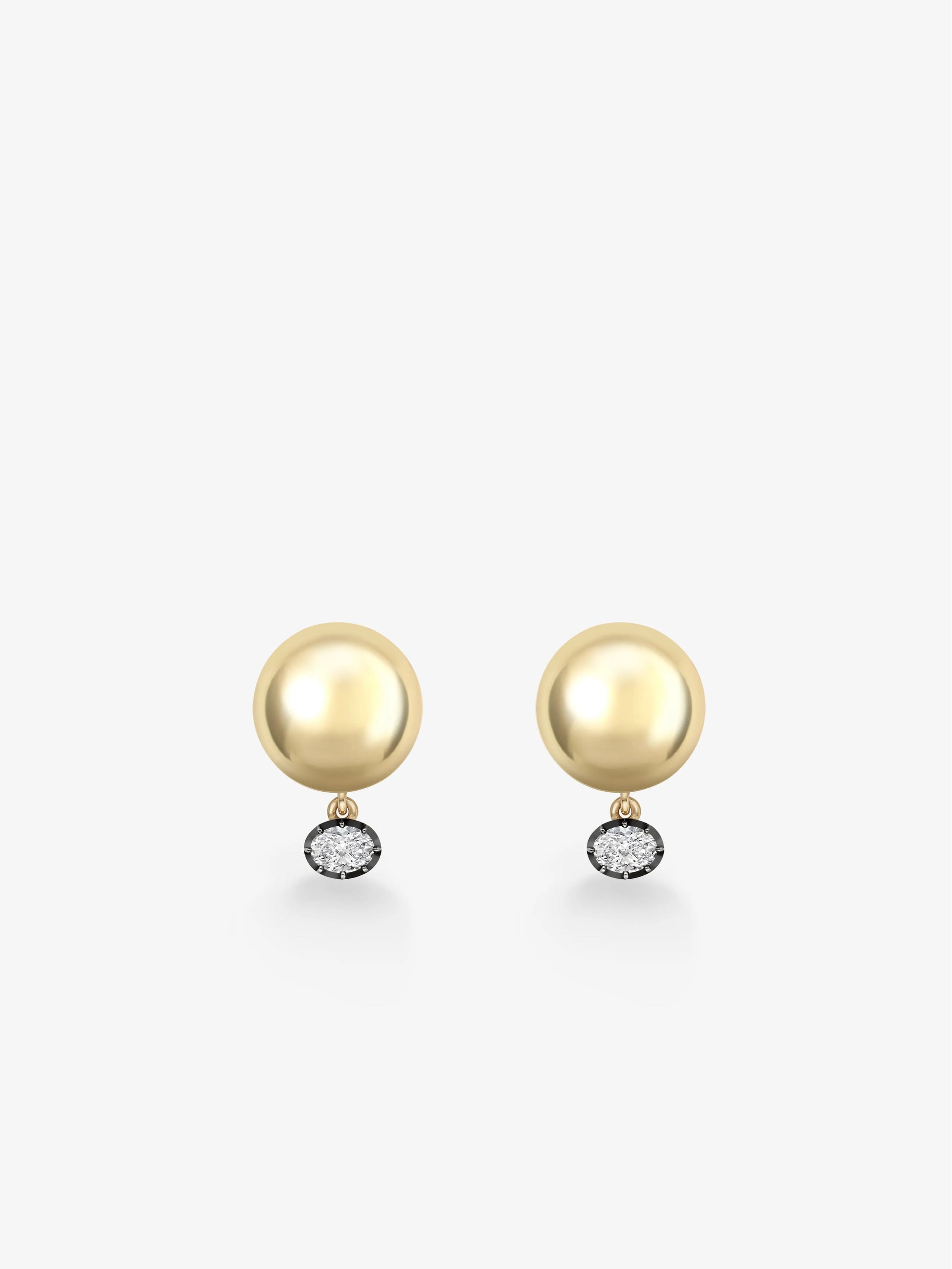 Orbit Yellow Gold & 0.40ct Oval Cut Diamond Stud Sphere Earrings View 1