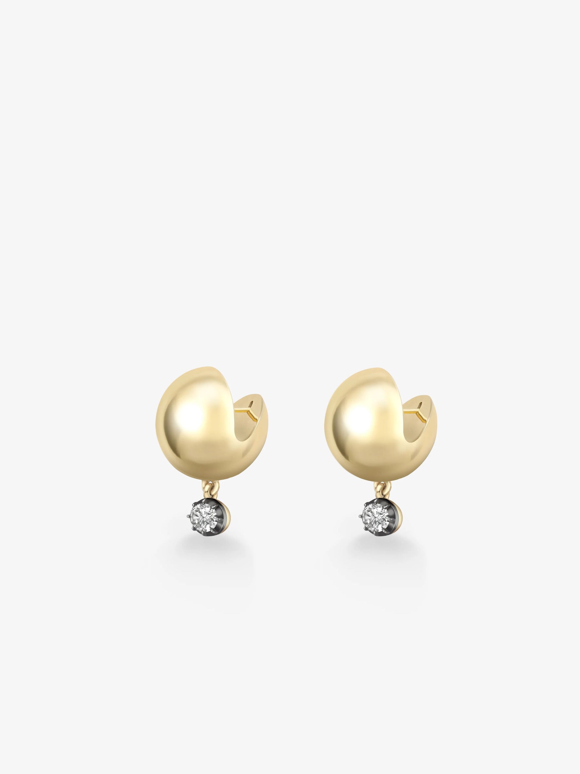 Orbit Yellow Gold & 0.70ct Oval Cut Diamond Stud Sphere Earrings View 2