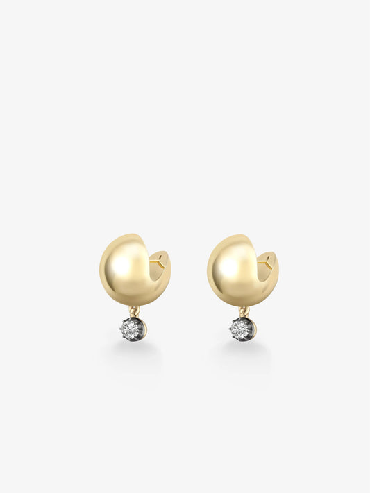 Orbit Yellow Gold & 0.70ct Oval Cut Diamond Stud Sphere Earrings View 2