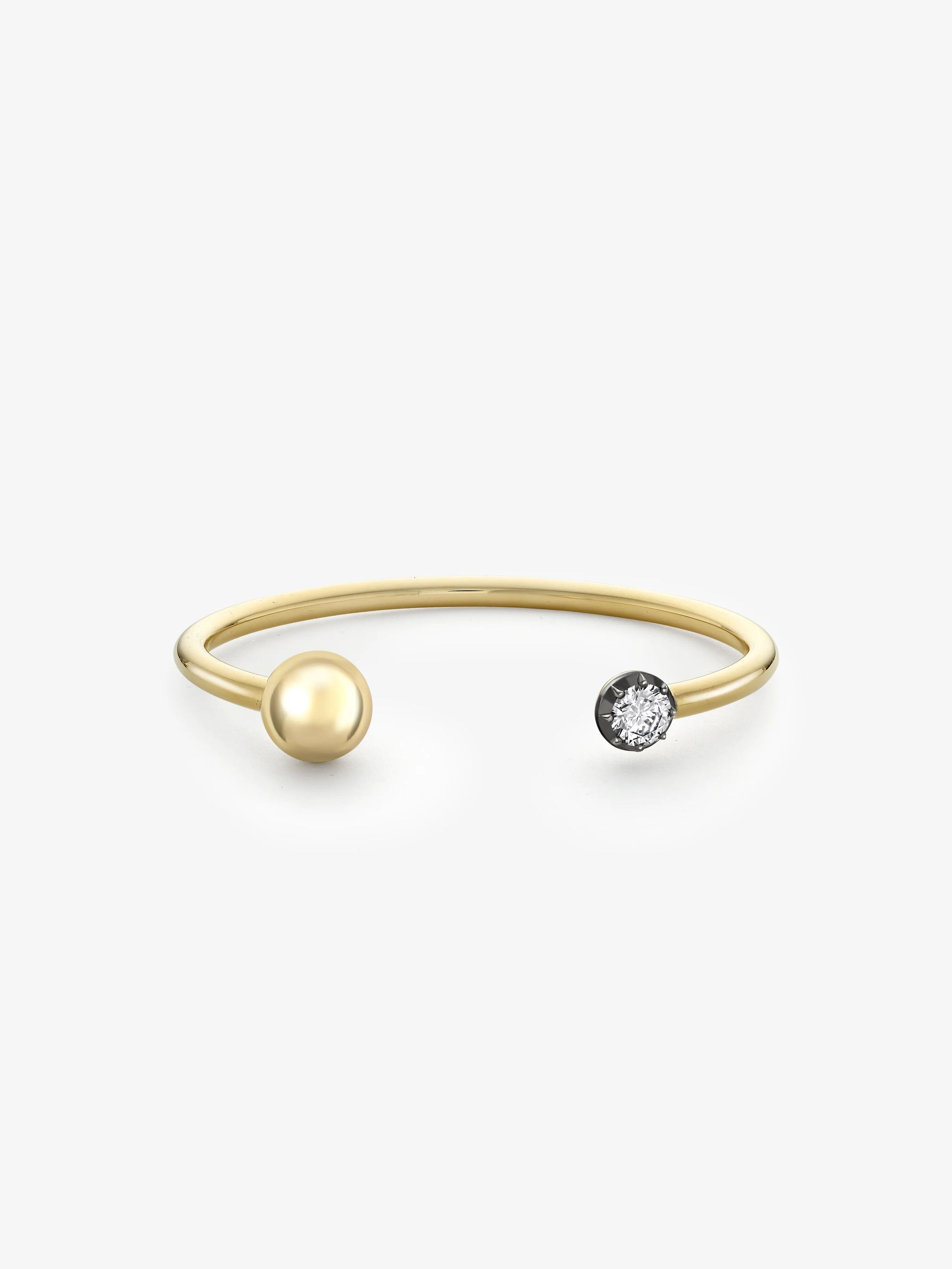 Orbit Yellow Gold & 0.90ct Diamond Sphere Bangle View 1