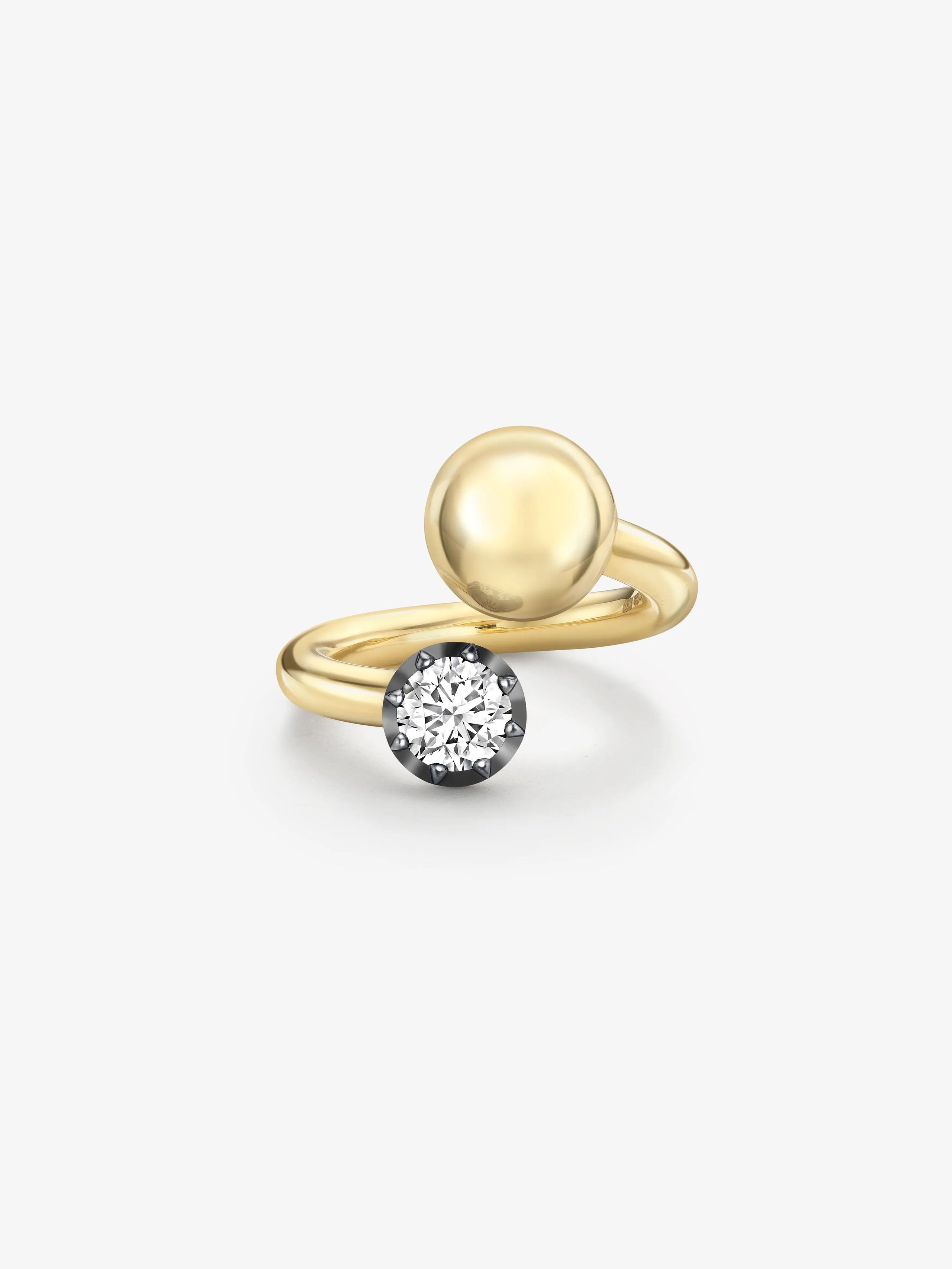 Orbit Yellow Gold & 0.80ct Diamond Sphere Ring View 1