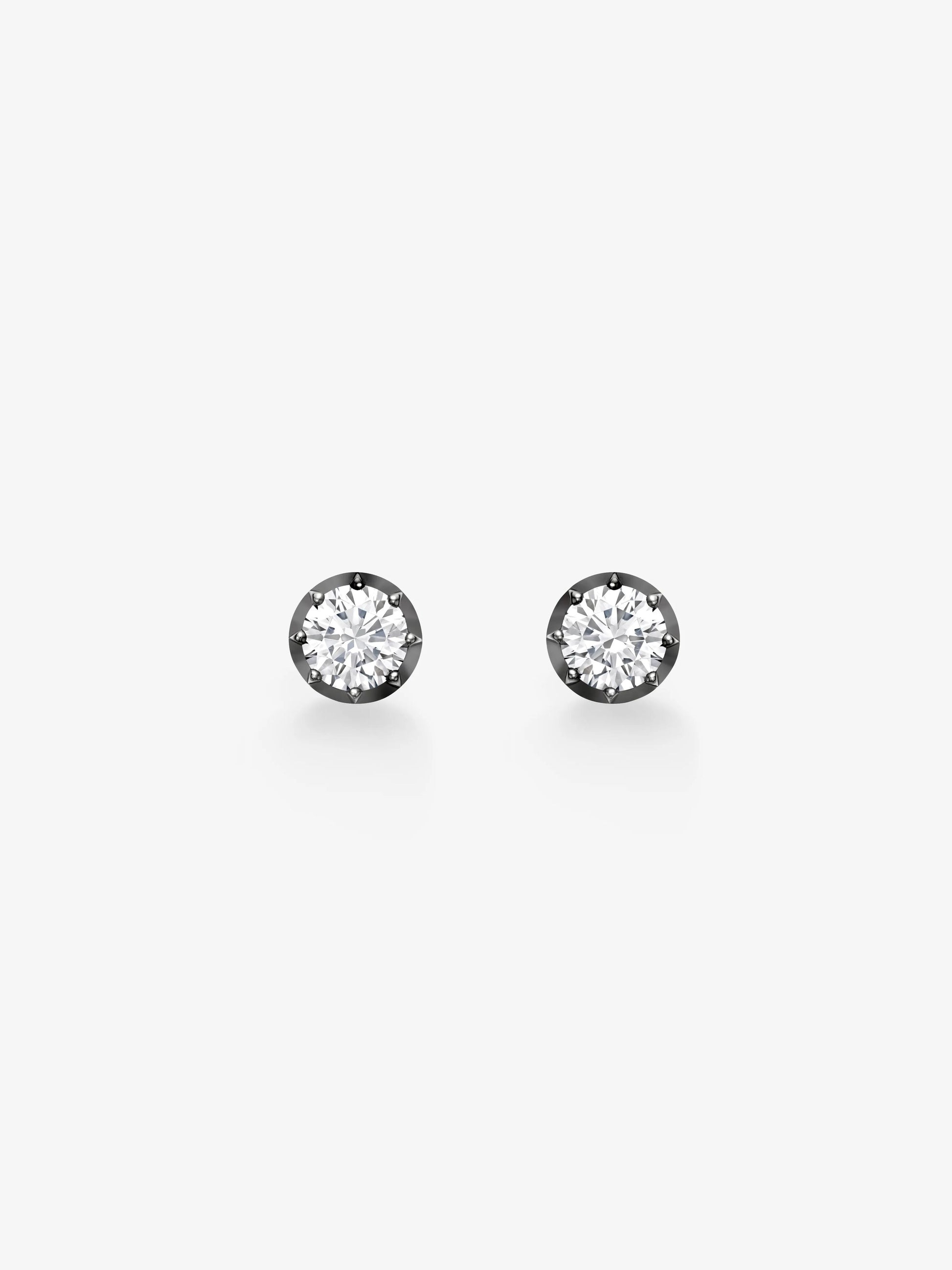 1ct Diamond & Blackened Gold Stud Earrings View 1