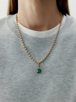 Ball n Chain 3.80ct Emerald Cut Emerald Pendant