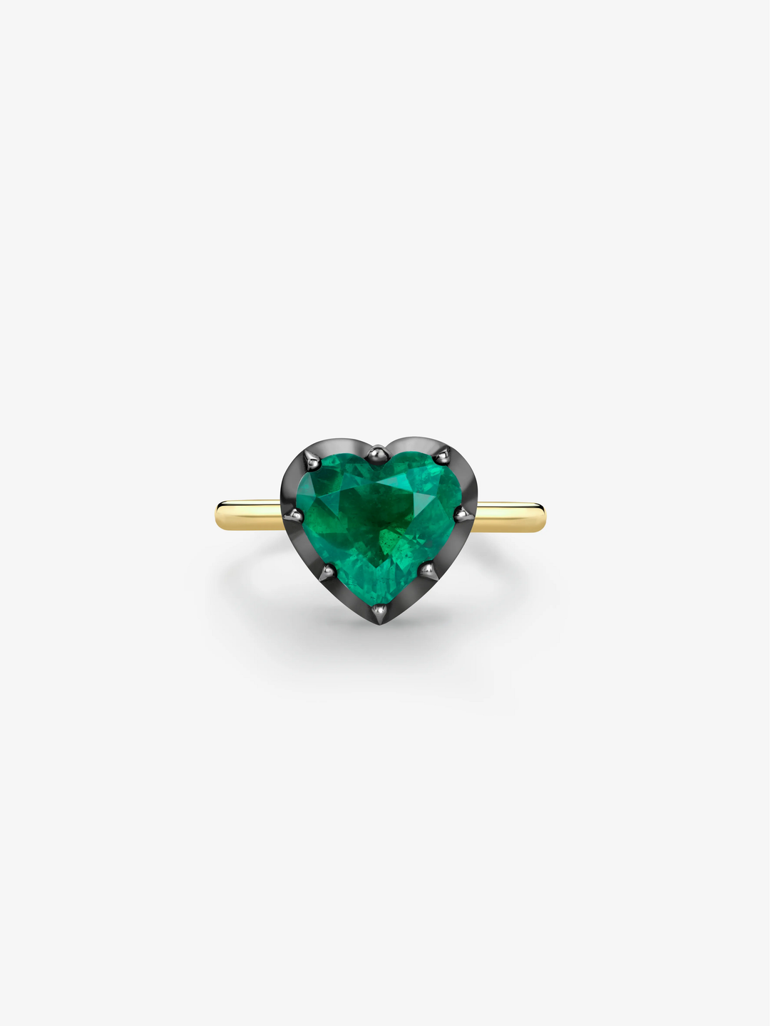 2.97ct Heart-Shaped Emerald Button Back Ring  View 1