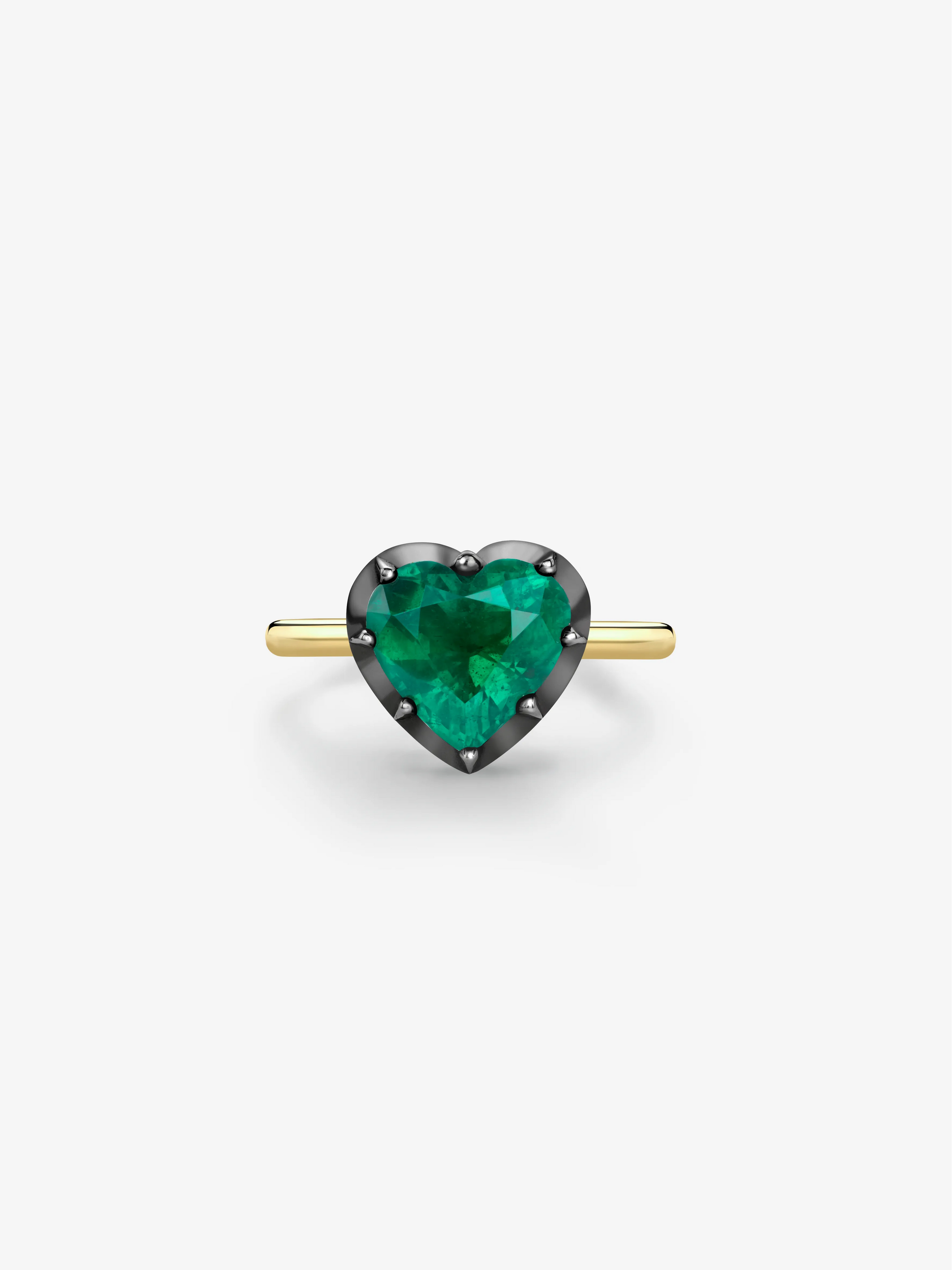2.97ct Heart-Shaped Emerald Button Back Ring View 1