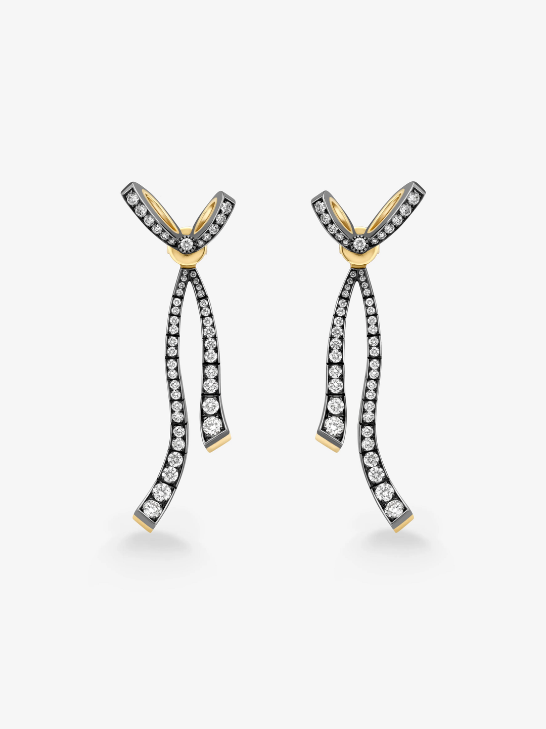Bows Diamond & Ribbon Drop Earrings  View 1