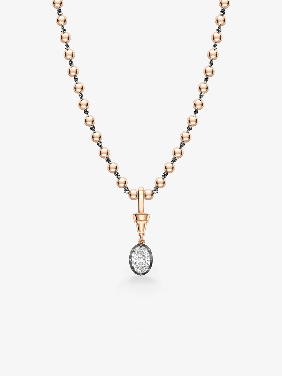 Ball n Chain 1.50ct Oval Diamond Pendant View 2