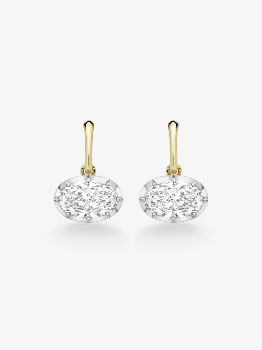 4.50ct East-West Oval Diamond Gypset Hoop Earrings  View 1