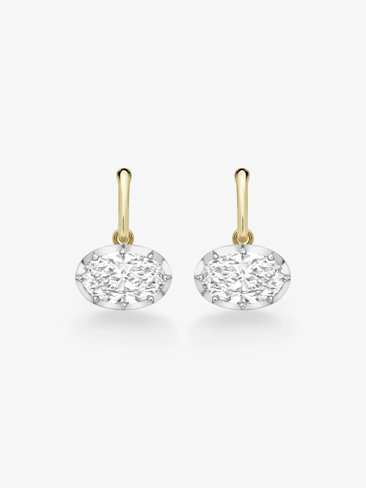 4.50ct East-West Oval Diamond Gypset Hoop Earrings View 1