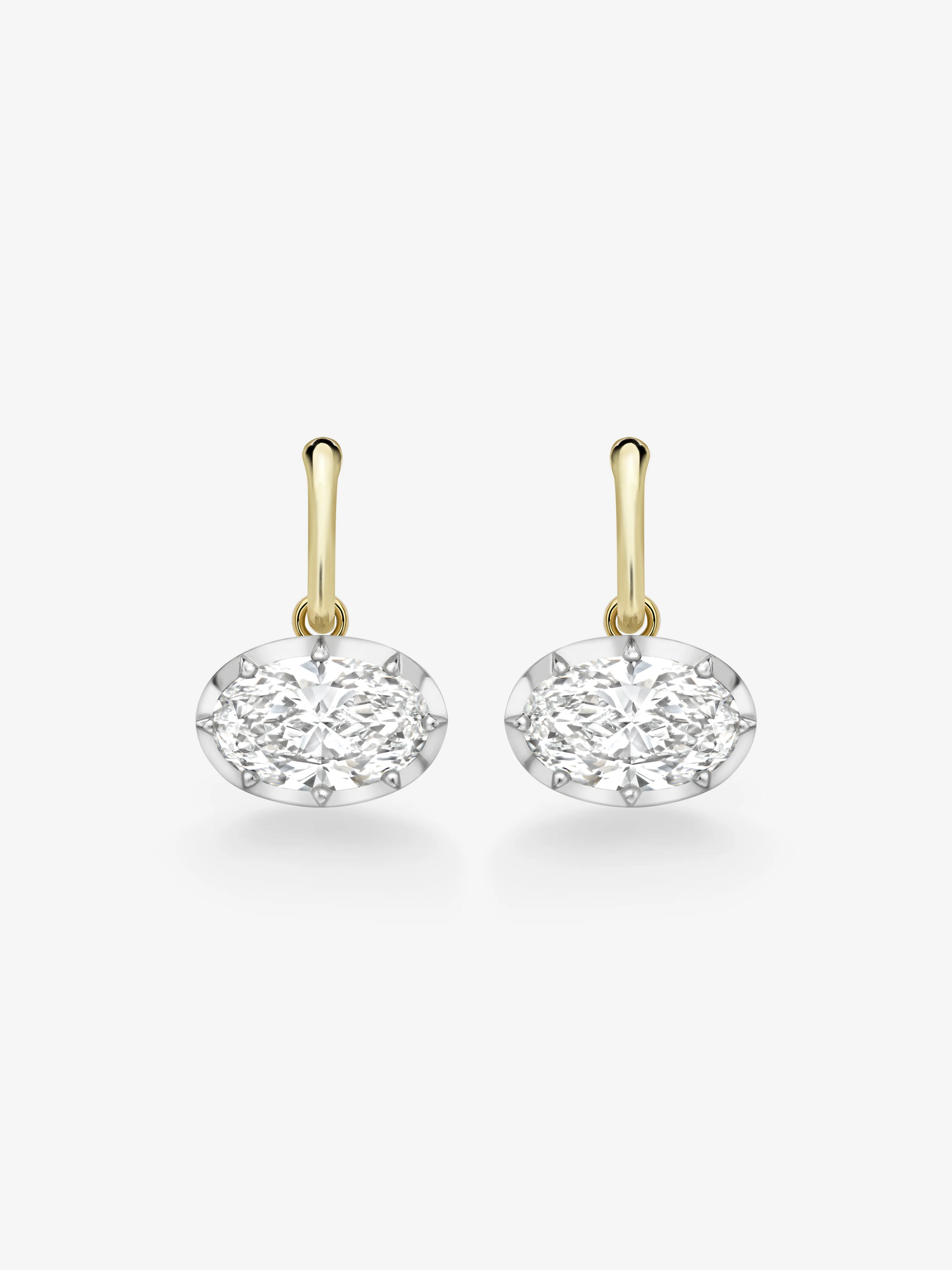 4.50ct East-West Oval Diamond Gypset Hoop Earrings View 1