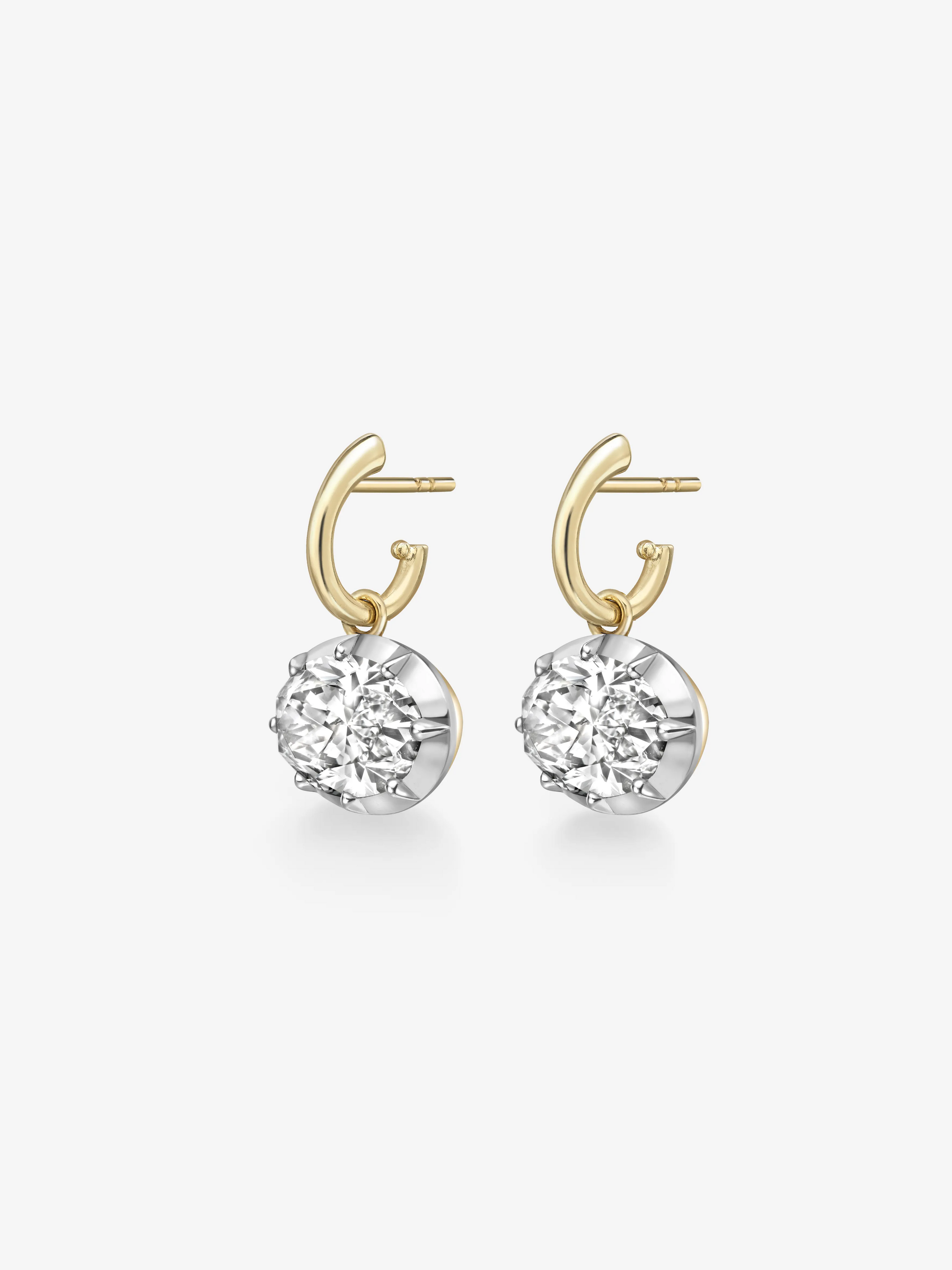 4.50ct East-West Oval Diamond Gypset Hoop Earrings View 2