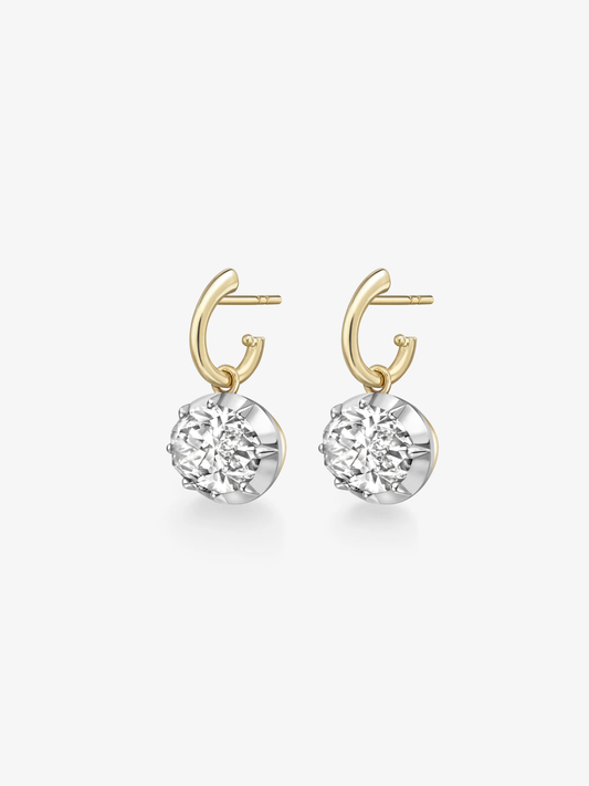 4.50ct East-West Oval Diamond Gypset Hoop Earrings View 2