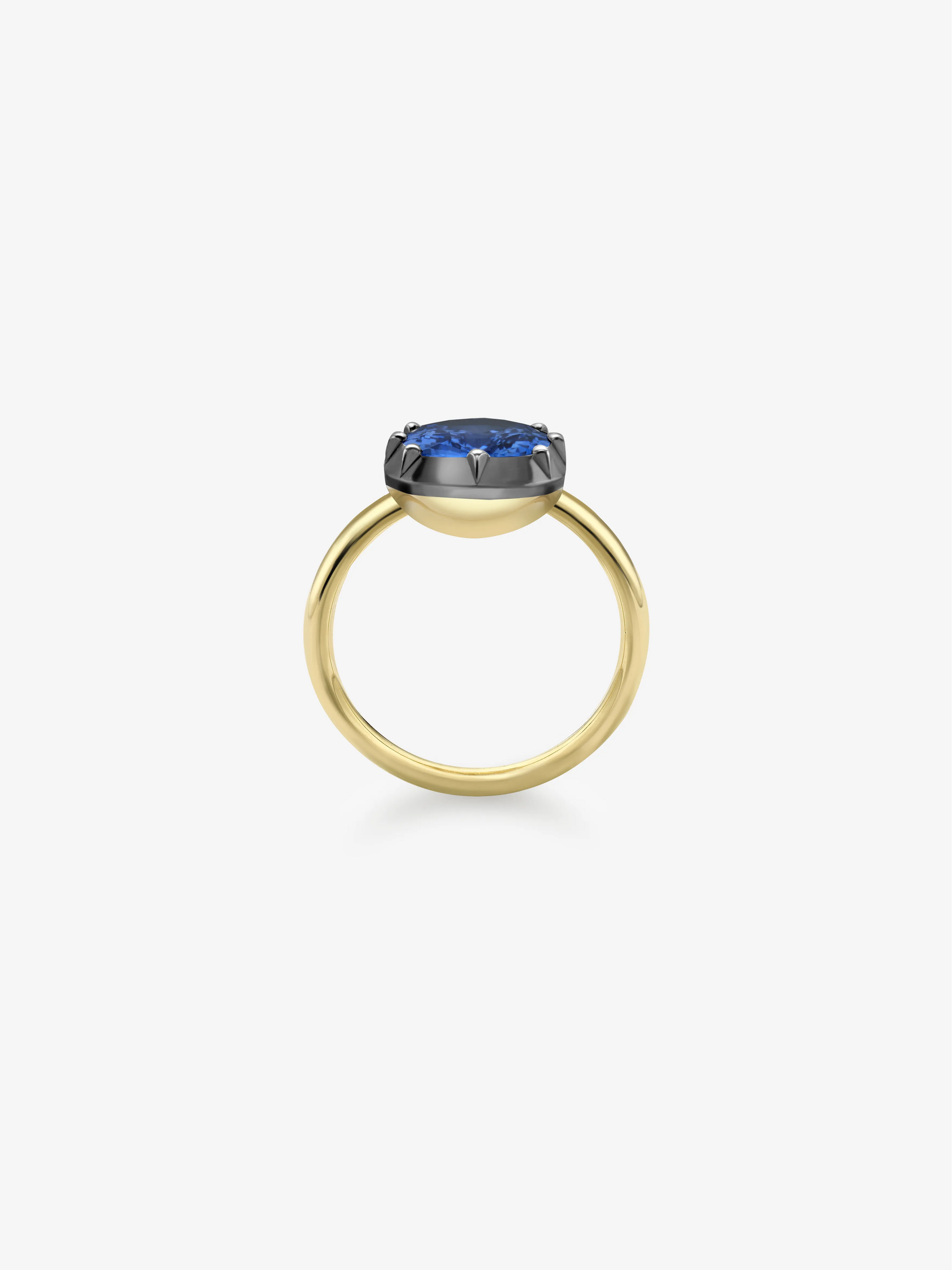 4.48ct Cushion Cut Sapphire Button Back Ring View 3