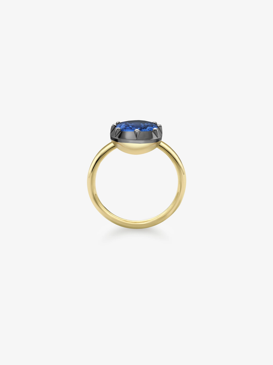 4.48ct Cushion Cut Sapphire Button Back Ring View 3