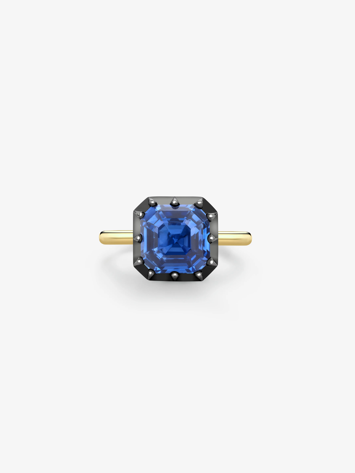 5.70ct East-West Emerald Cut Sapphire Button Back Ring View 1
