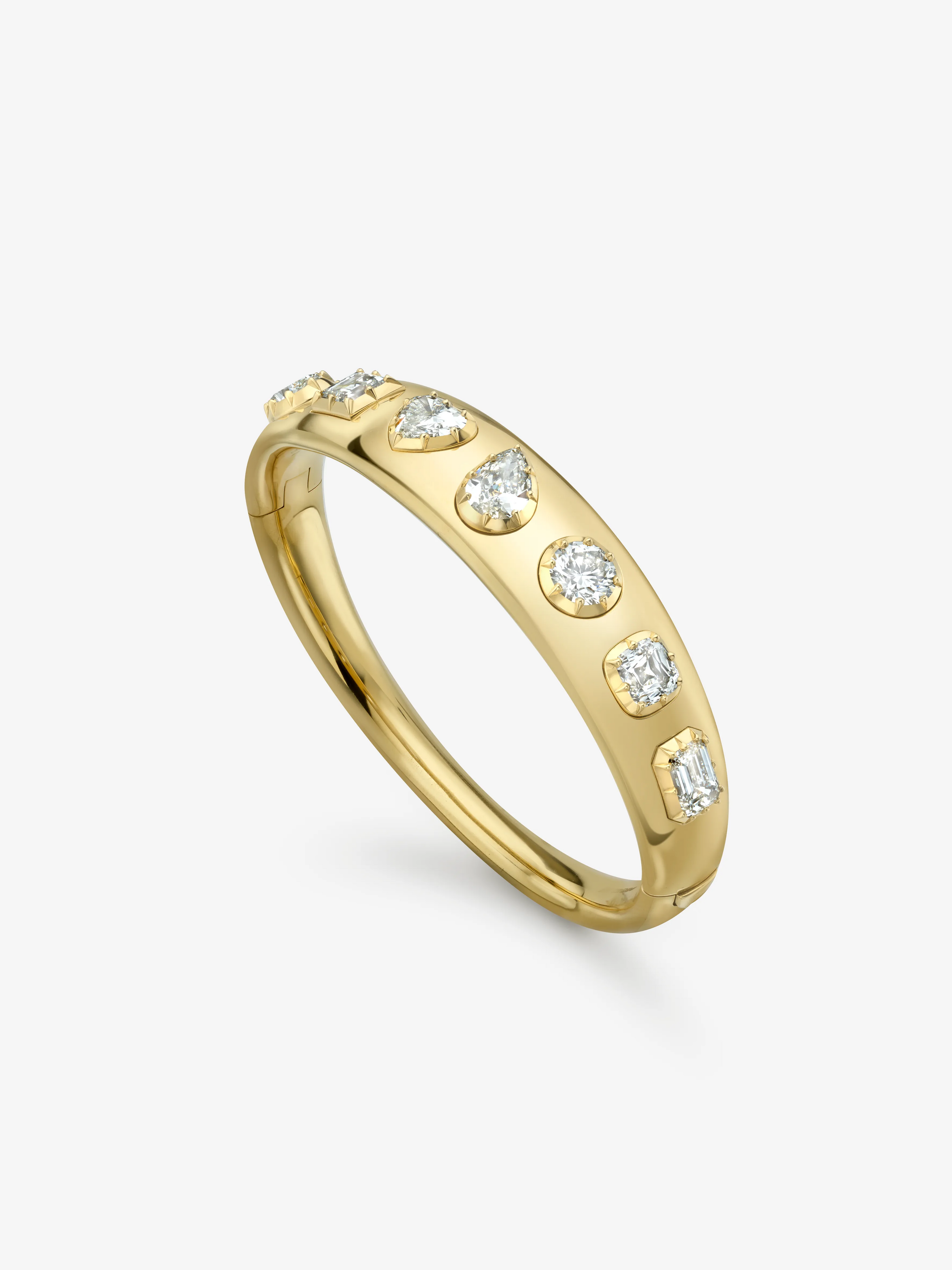Diamond Cut-Down Yellow Gold Bangle View 2