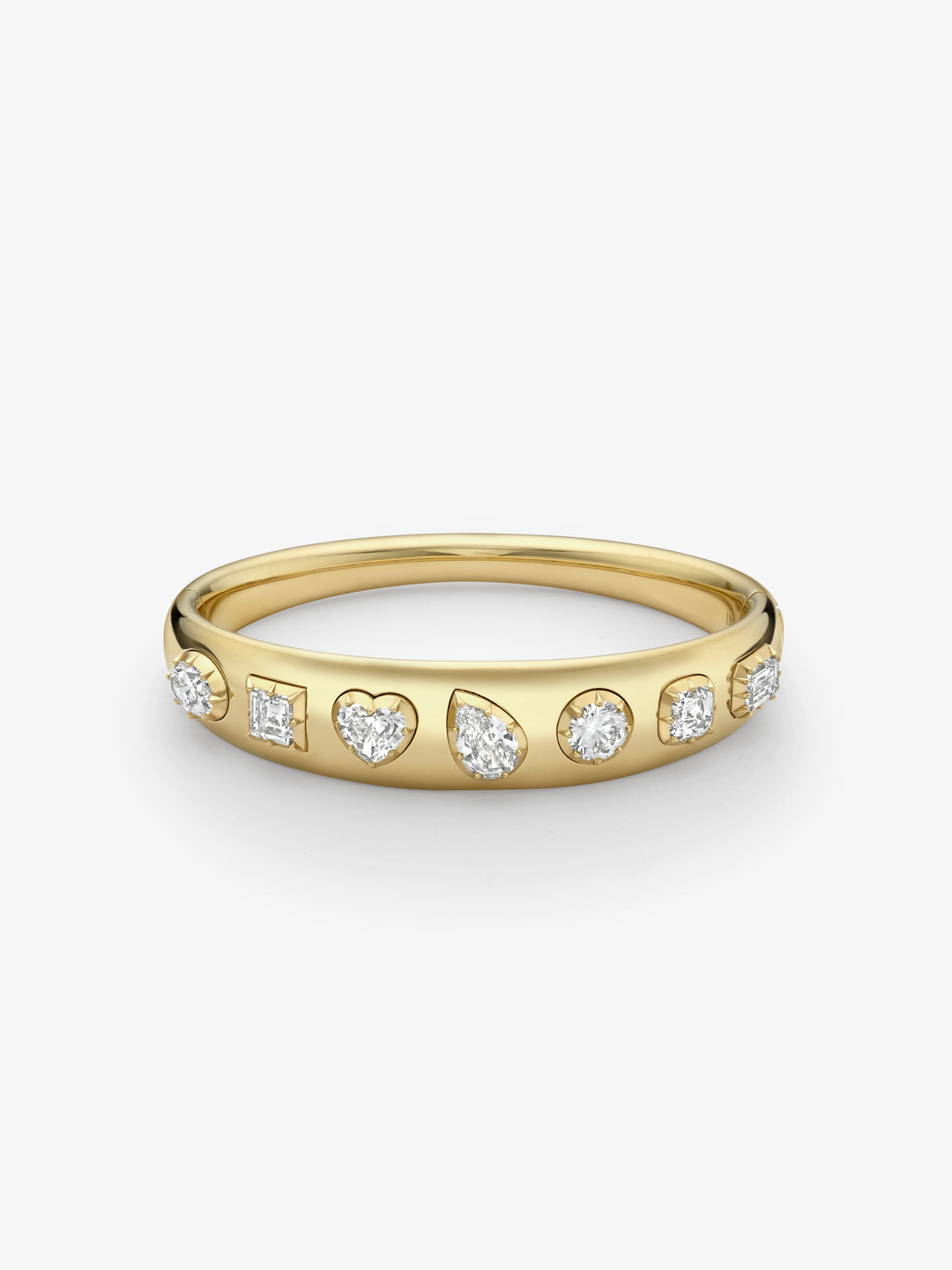 Diamond Cut-Down Yellow Gold Bangle  View 1