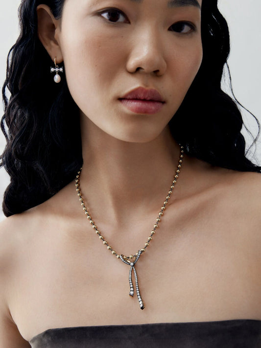 Bows Large Diamond & Ribbon Pendant View 3