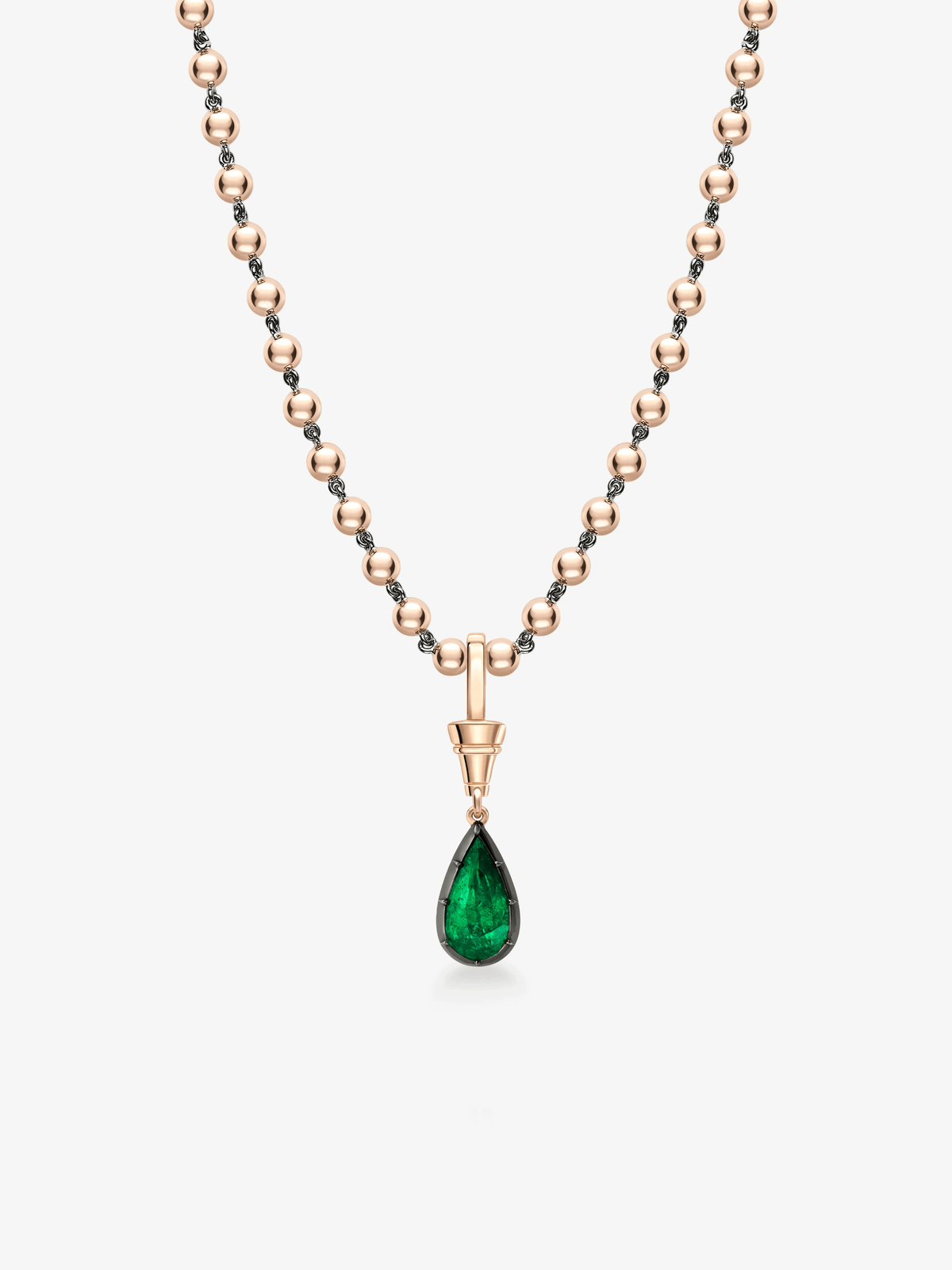 Ball n Chain 4.33ct Pear-Shaped Emerald Pendant View 2