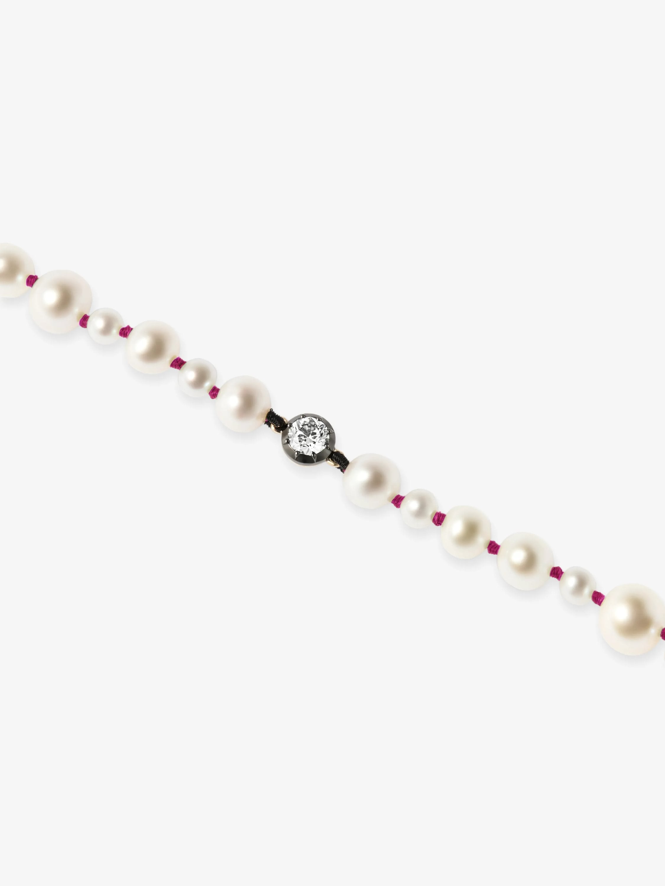 Beaches Pearl & 0.40ct Diamond Pink Thread Anklet View 2