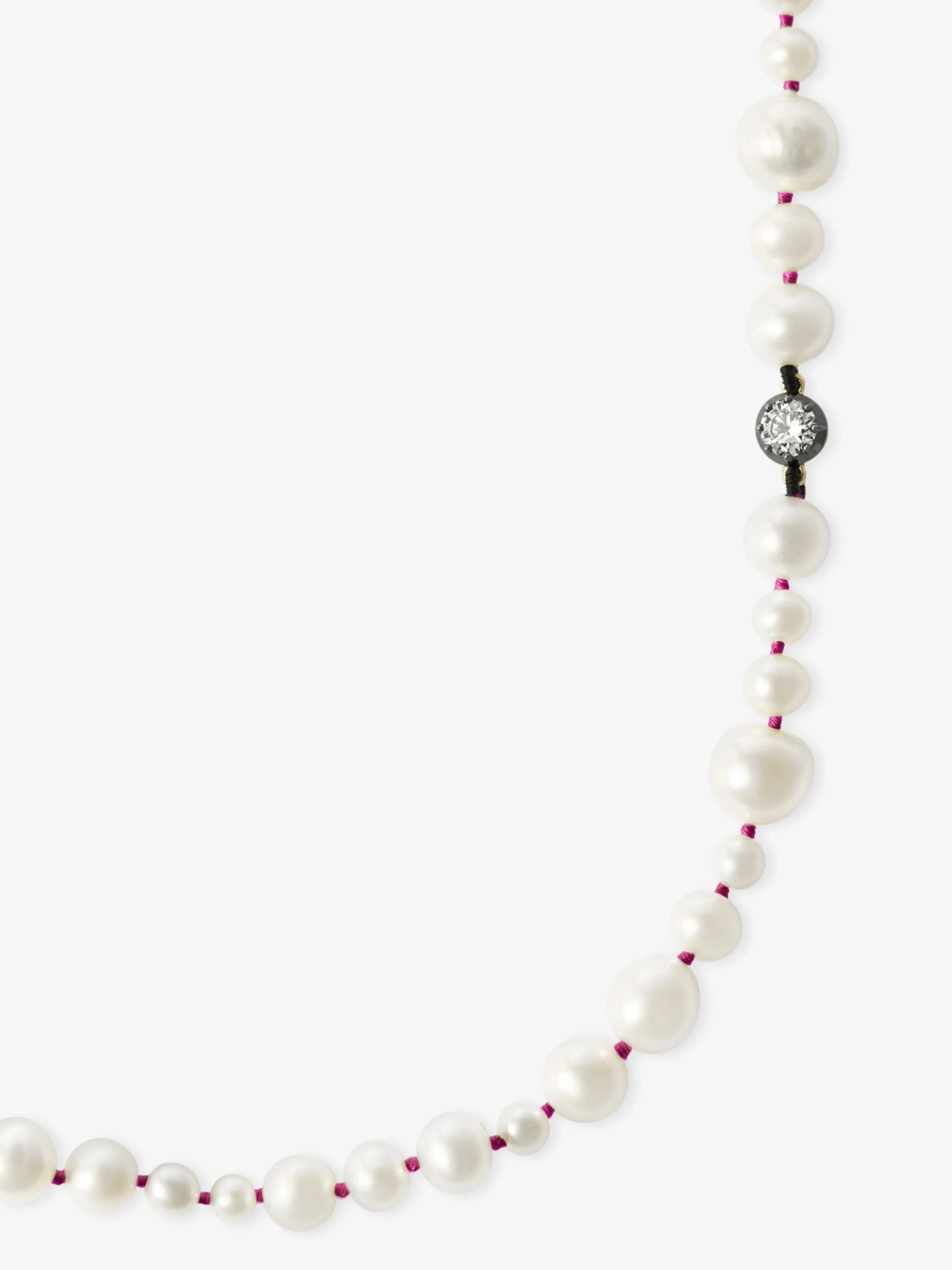 Beaches Pearl & 0.40ct Diamond 30" Pink Thread Necklace View 4