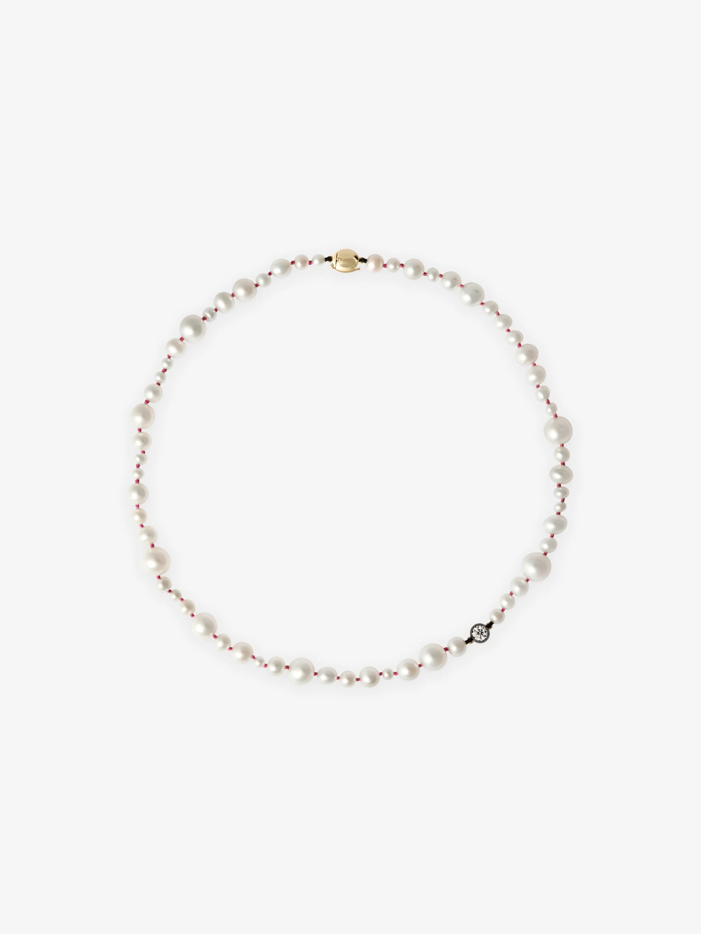 Beaches Pearl & 0.40ct Diamond 16" Pink Thread Necklace View 1