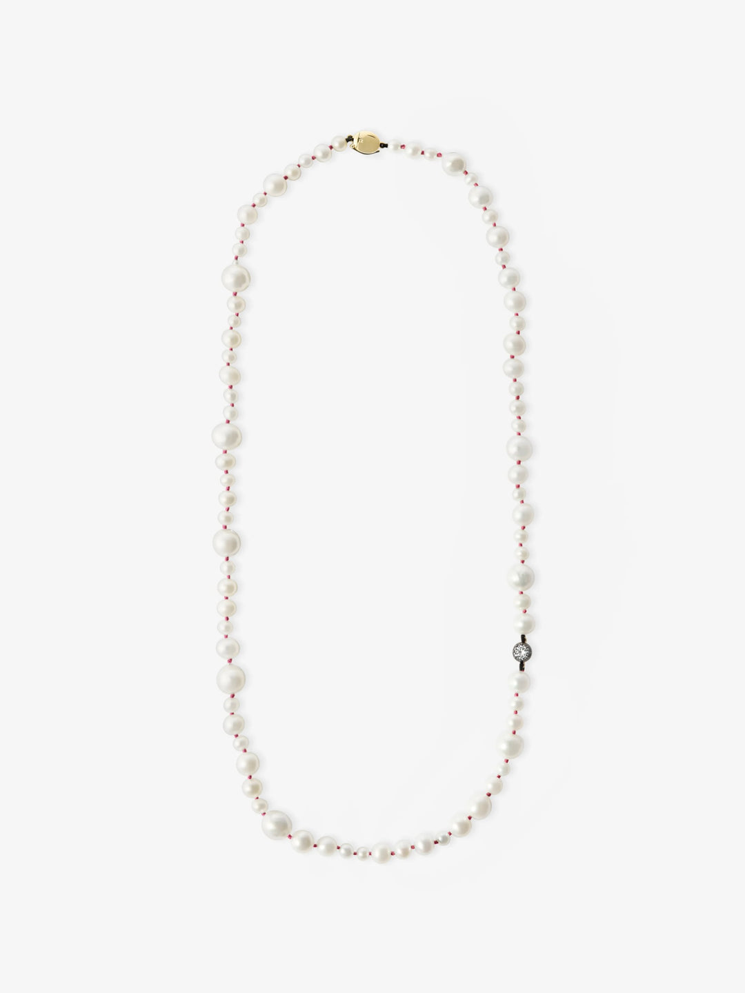Beaches Pearl & 0.40ct Diamond 30" Pink Thread Necklace  View 1