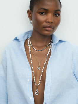 Beaches Pearl & 0.40ct Diamond 30" Necklace