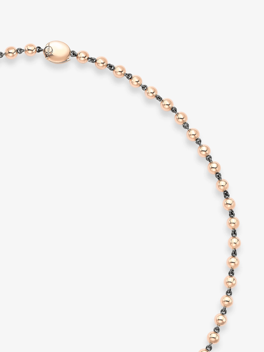 Ball n Chain Rose Gold Diamond 18" Necklace View 3