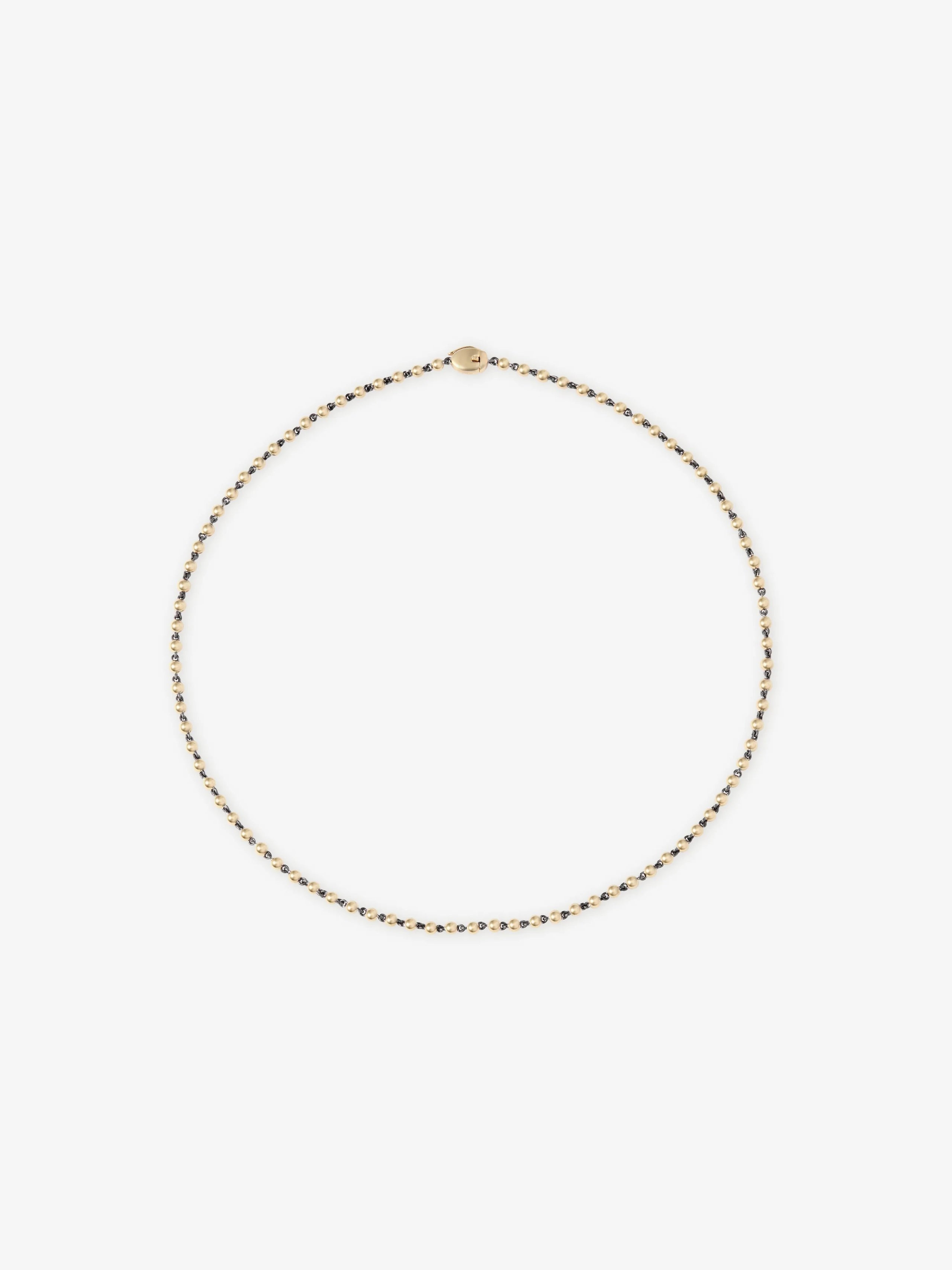 Micro Ball n Chain Yellow Gold 16" Necklace View 1