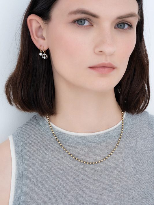 Micro Ball n Chain Yellow Gold 18" Necklace View 3