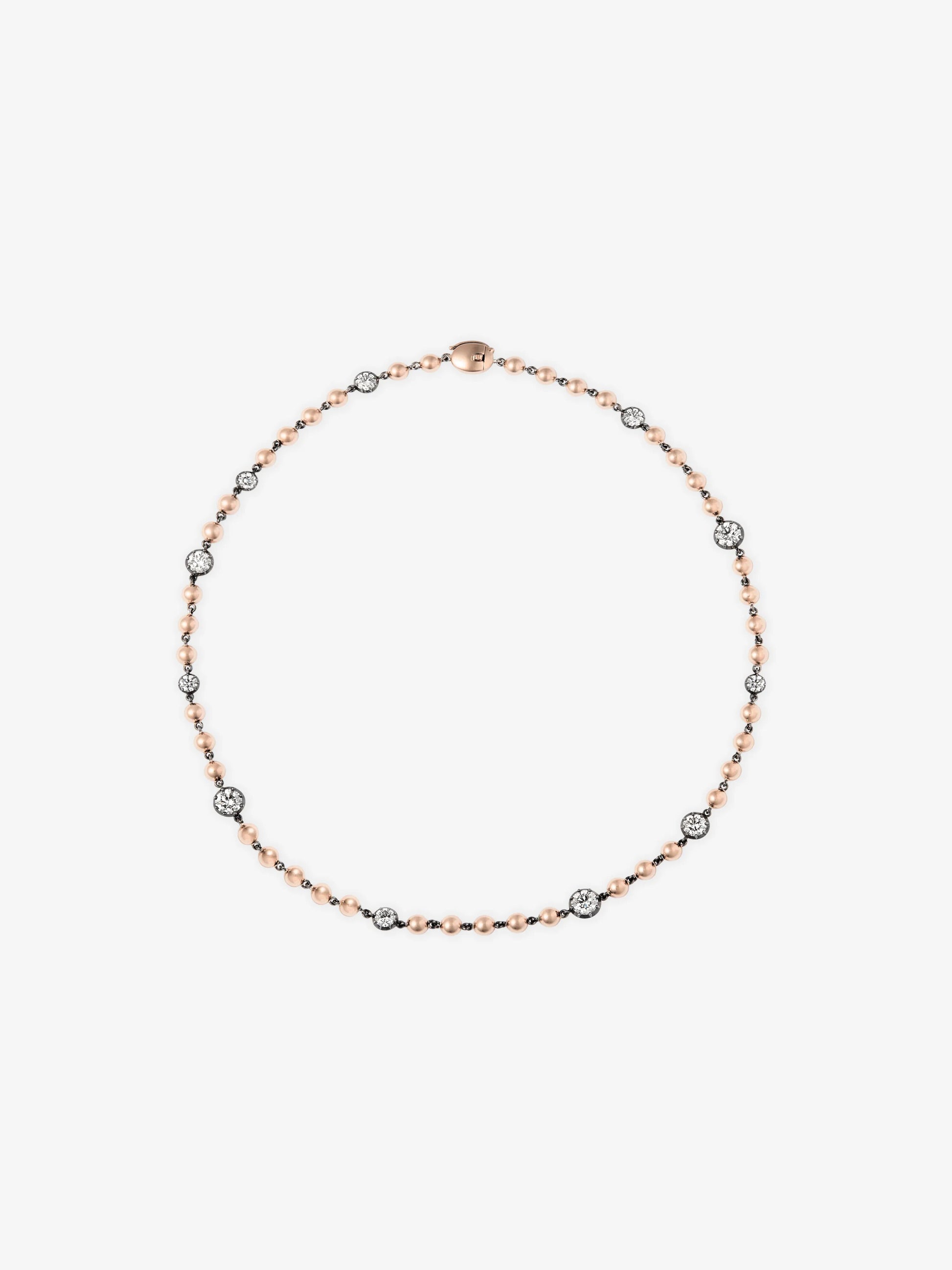 Ball n Chain Rose Gold Multi Diamond 16" Necklace View 1