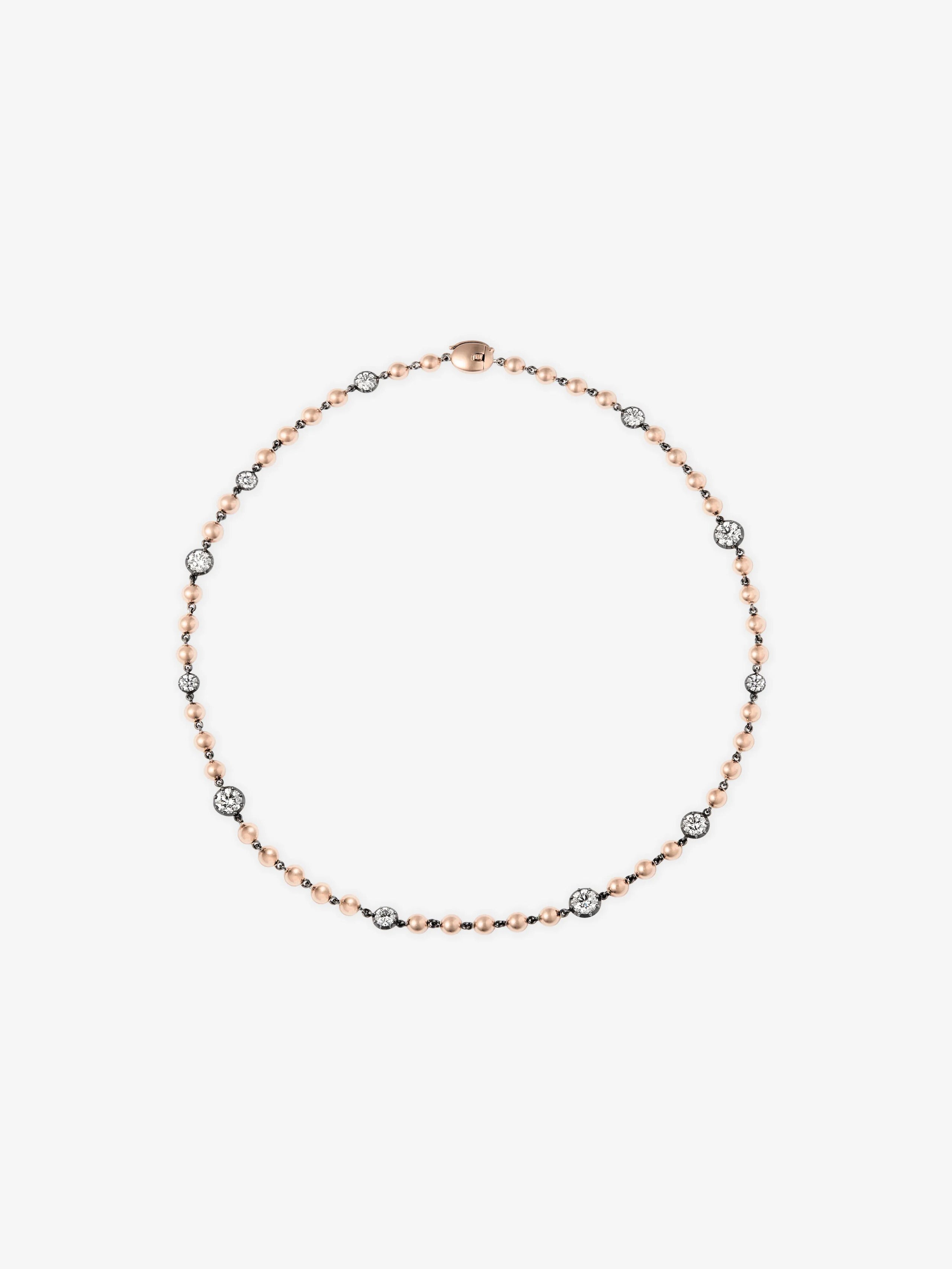 Ball n Chain Rose Gold Multi Diamond 16" Necklace View 1