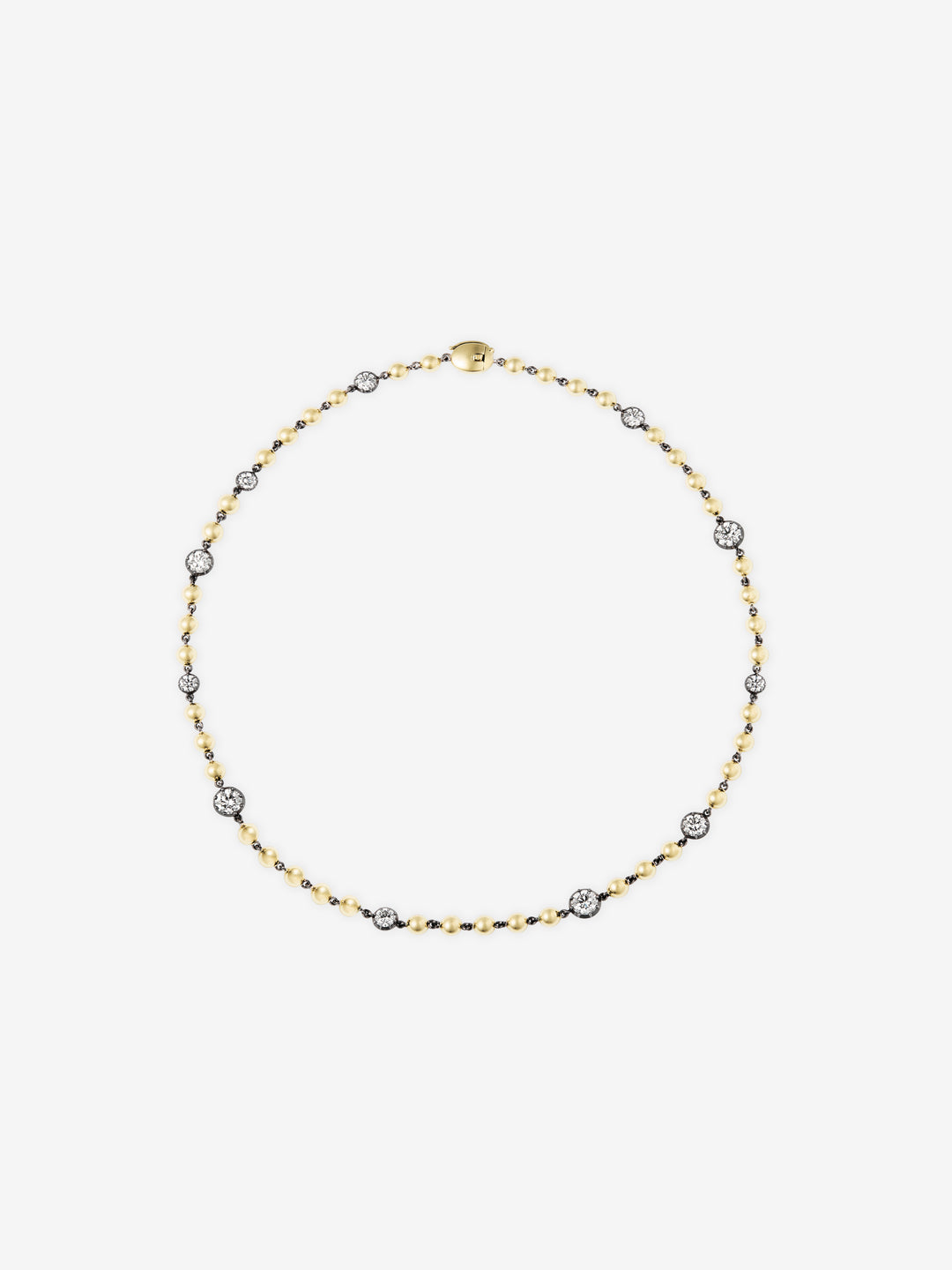 Ball n Chain Yellow Gold Multi Diamond 16" Necklace  View 1