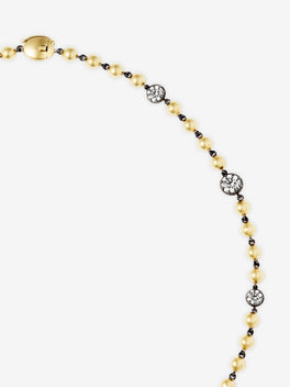 Ball n Chain Yellow Gold Multi Diamond 16" Necklace