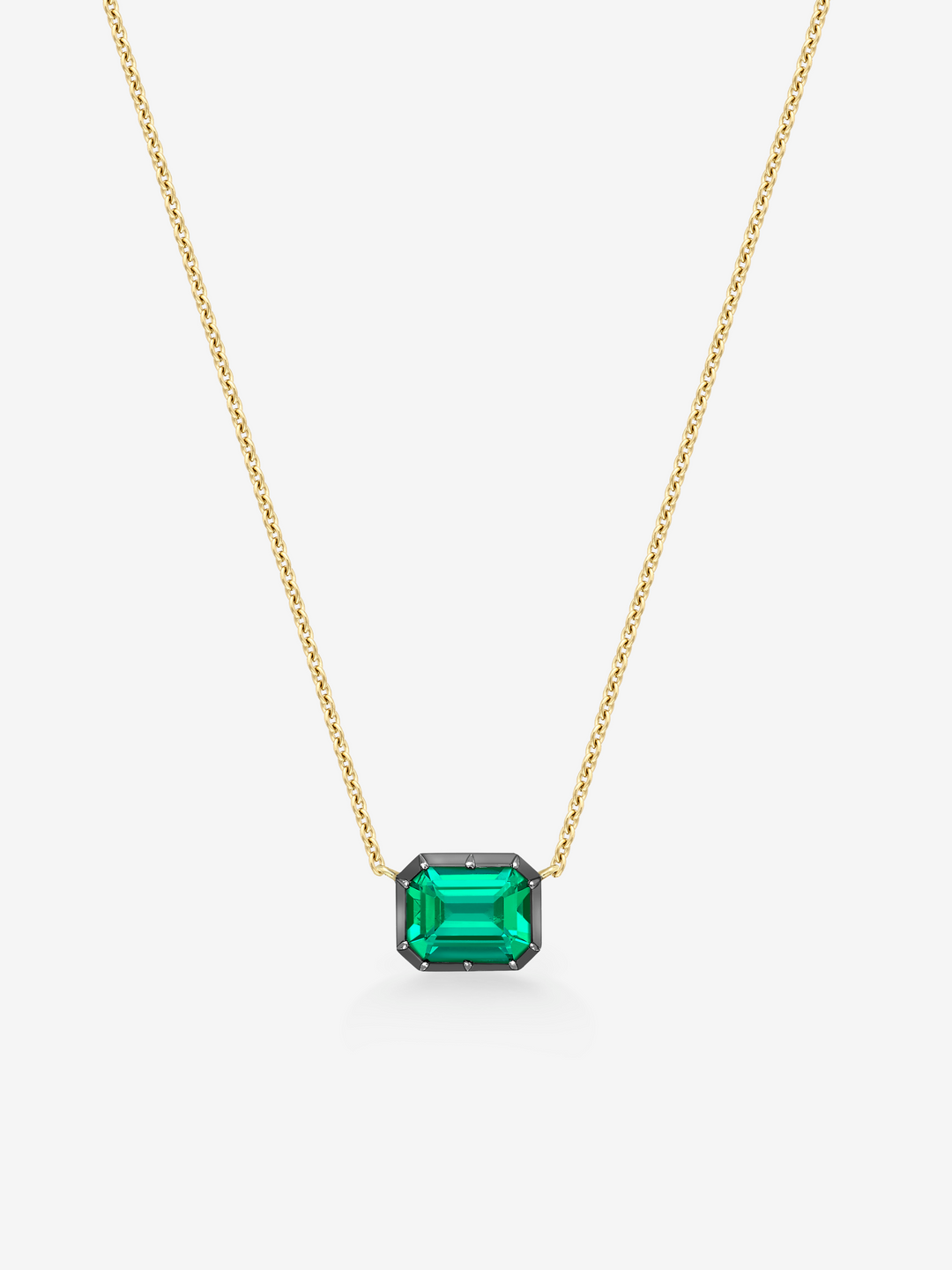 1.80ct East-West Emerald Cut Emerald Pendant Necklace  View 1